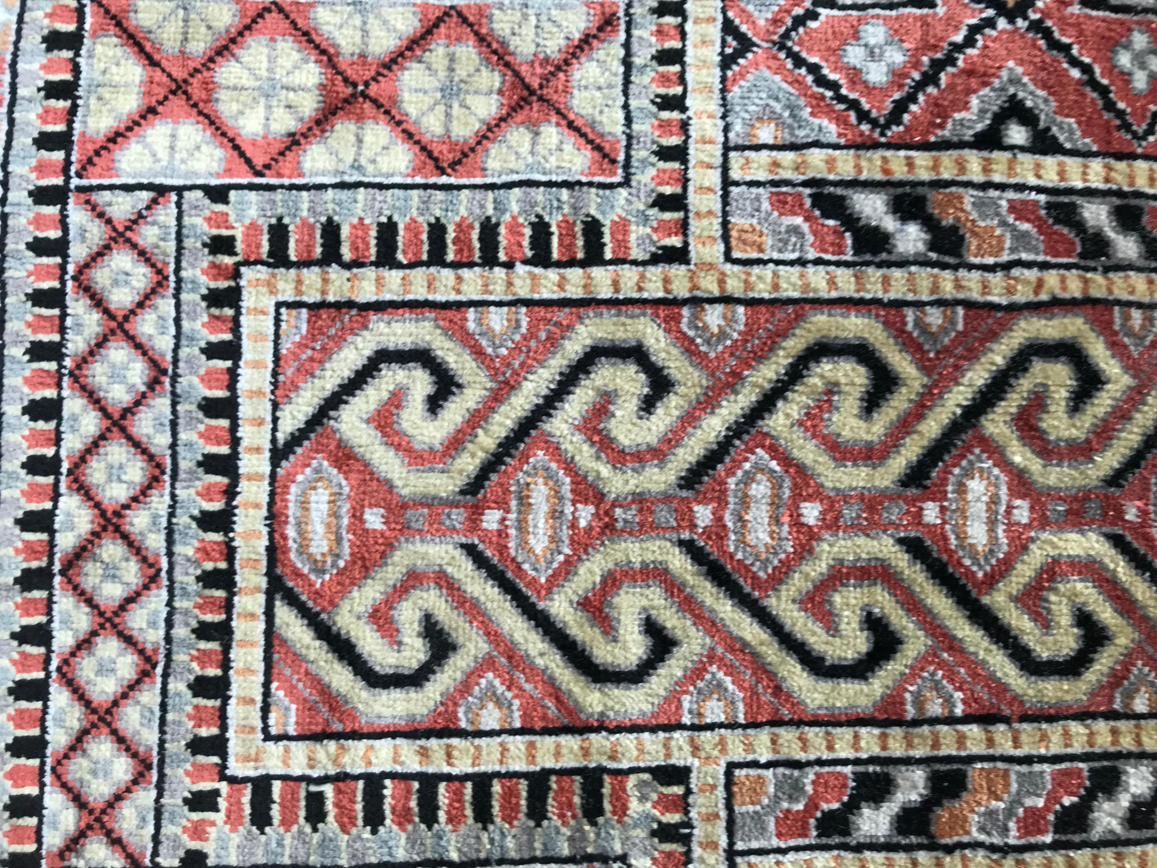 Hand-Knotted Very Fine Turkish Silk Rug Hereke Style For Sale