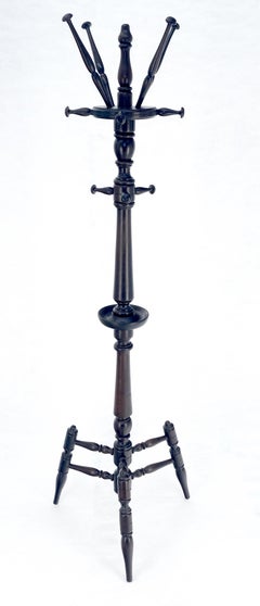 Very Fine Turned Mahogany Wood Center Floor Coat Rack Victorian MINT