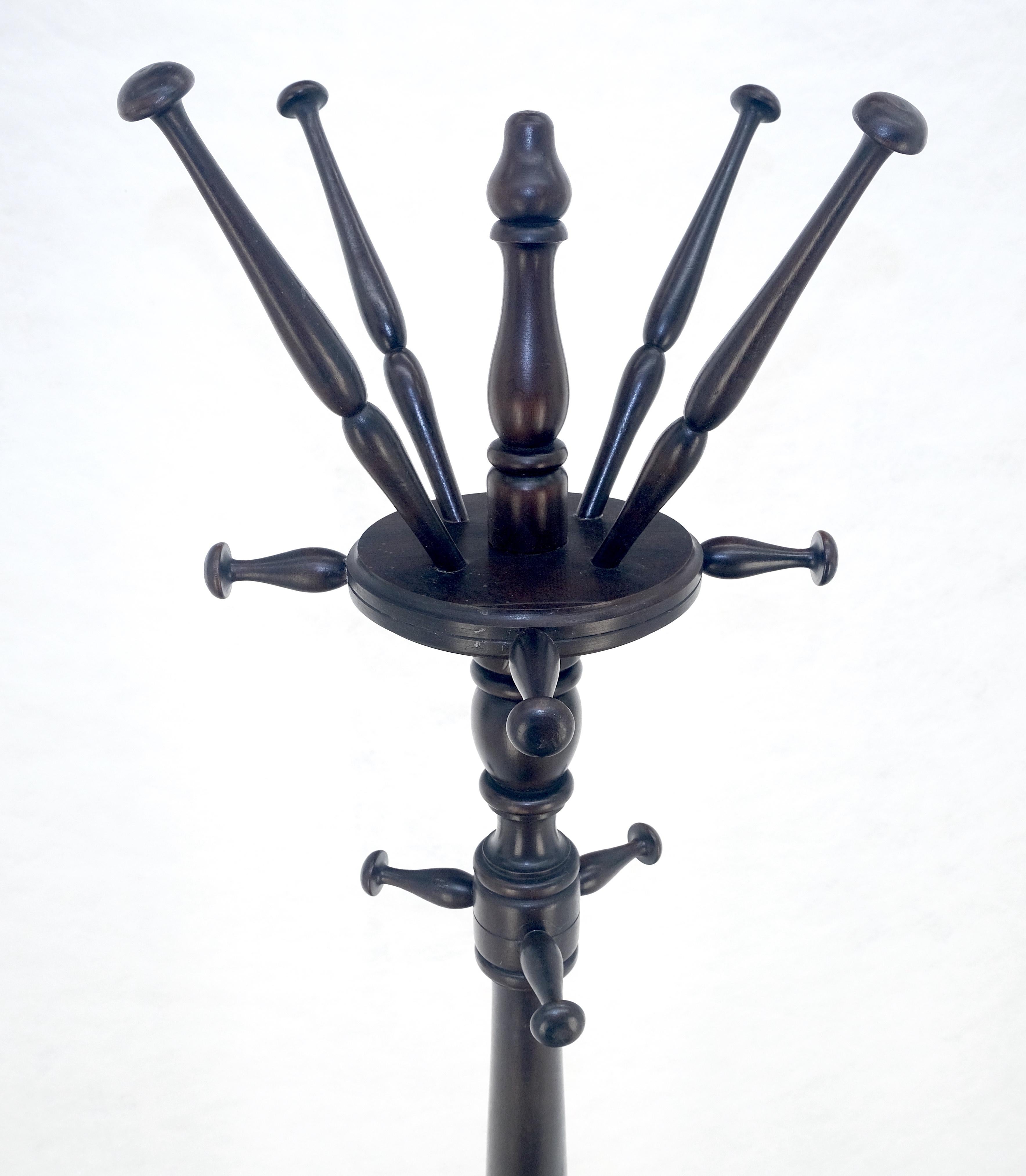 American Very Fine Turned Mahogany Wood Center Floor Coat Rack Victorian MINT For Sale