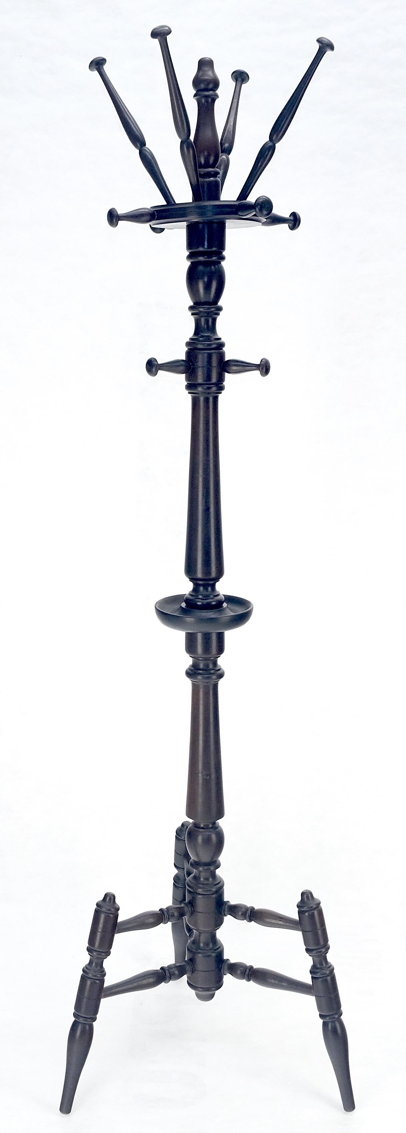 Very Fine Turned Mahogany Wood Center Floor Coat Rack Victorian MINT For Sale 3