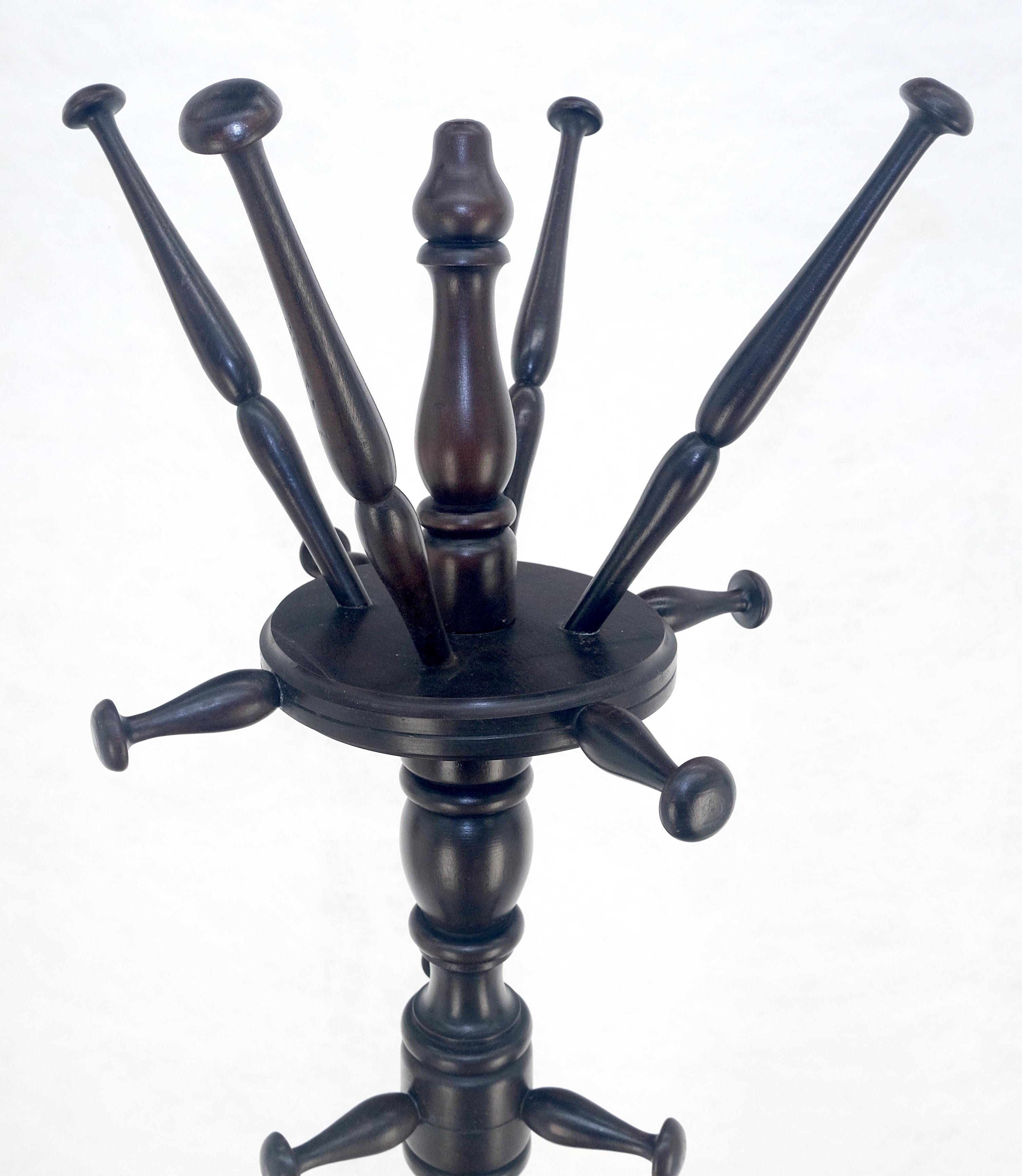 Very Fine Turned Mahogany Wood Center Floor Coat Rack Victorian MINT For Sale 4