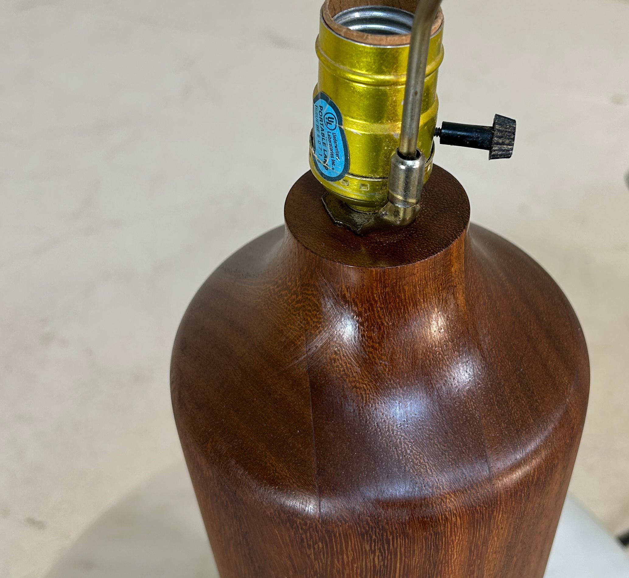 Danish Very fine Turned Teak Table Lamp by ESA For Sale