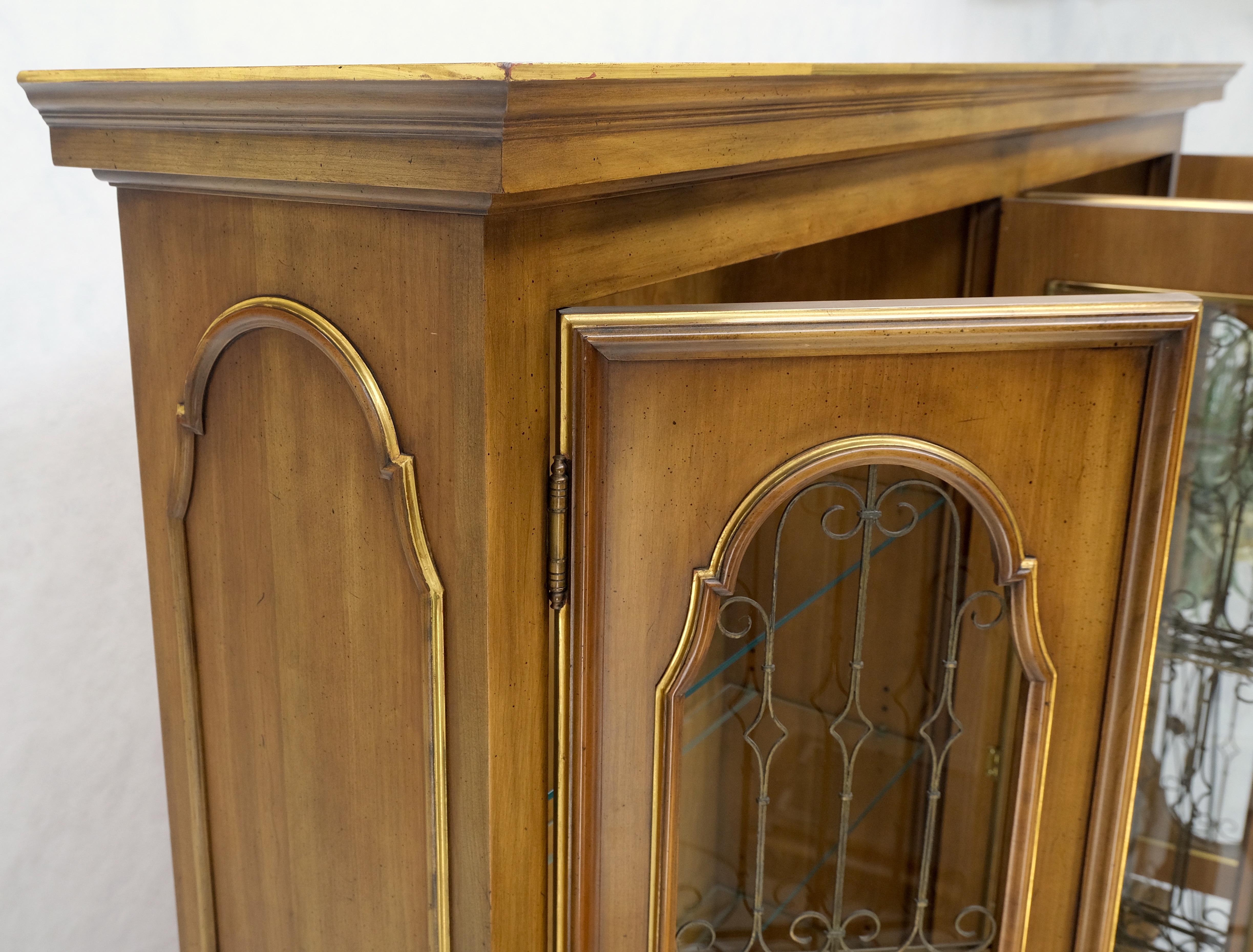 Very Fine Two Part Breakfront Sideboard Cabinet Wall Unit by John Widdicomb MINT.
Decorative forged brass window grills have hinges and can be opened to maintain and clean the glass.