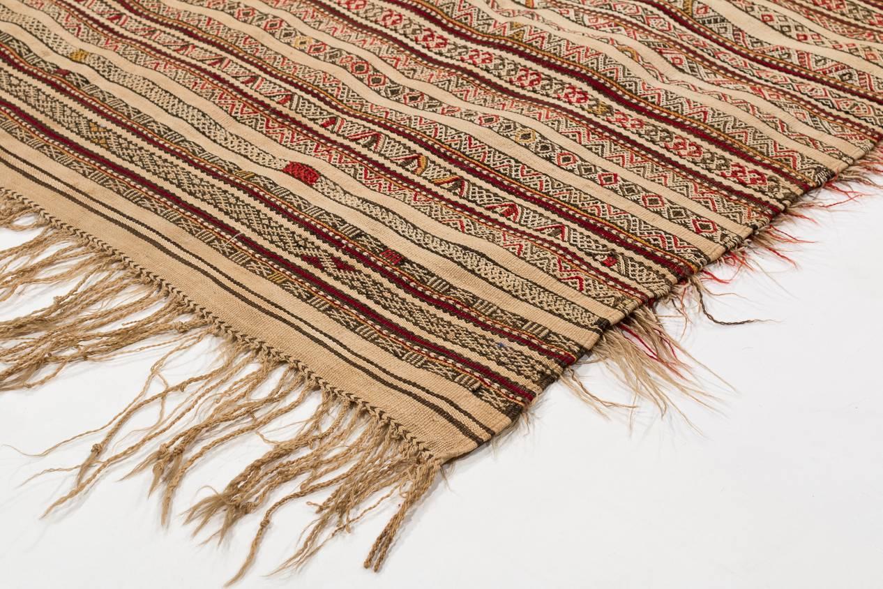 Hand-Woven Very Fine Vintage Moroccan Berber Textile