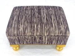 Very Fine Vintage Upholstered Foot Stool Hassock Ottoman on Gilt Legs MINT!
