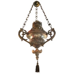 Very Fine Votive Silver Over Bronze Lamp