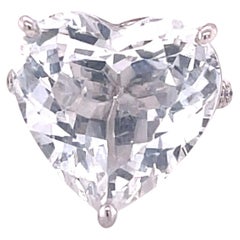 Very Fine Certified White Topaz Heart Ring 16.34 Carat Set With Diamonds