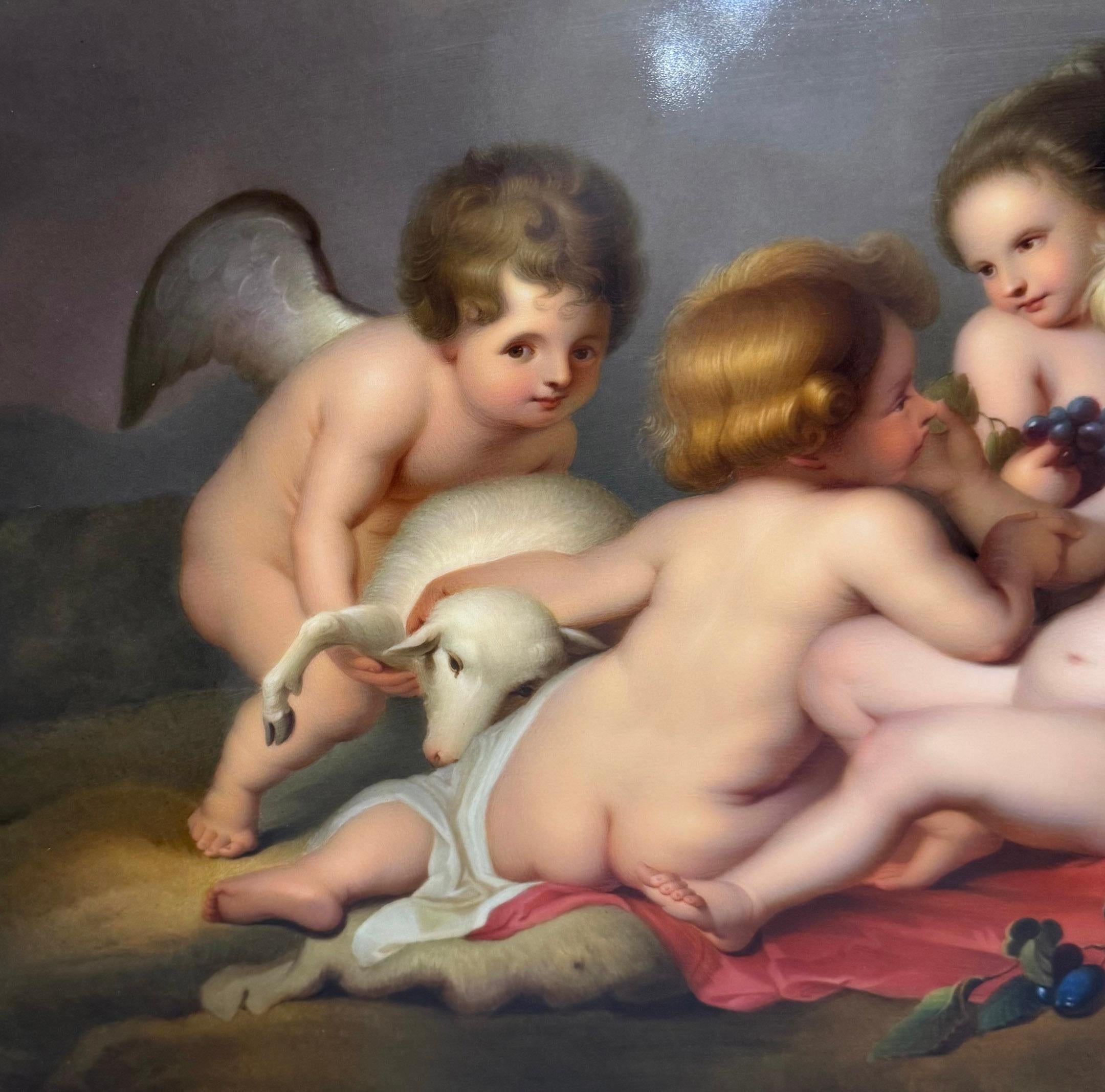 Allemand Plaque rectangulaire en porcelaine de Berlin K.P.M. très finement peinte à la fin du XIXe siècle en vente