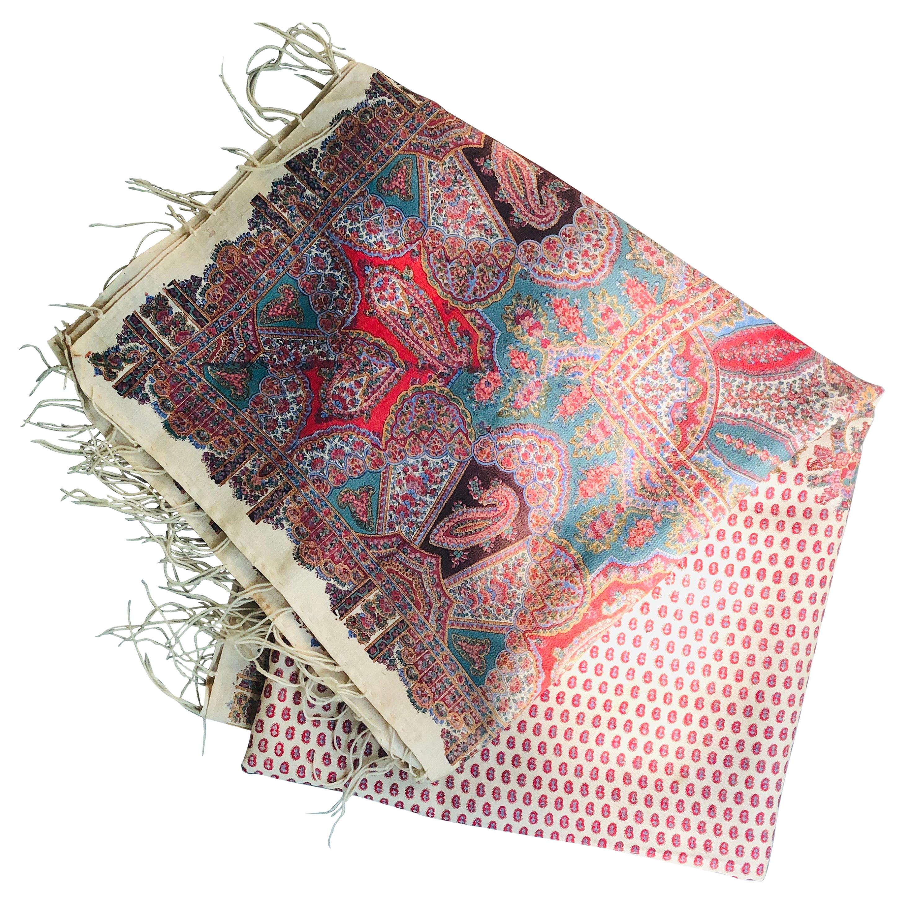 Very Finely Woven Wool Printed Paisley Throw