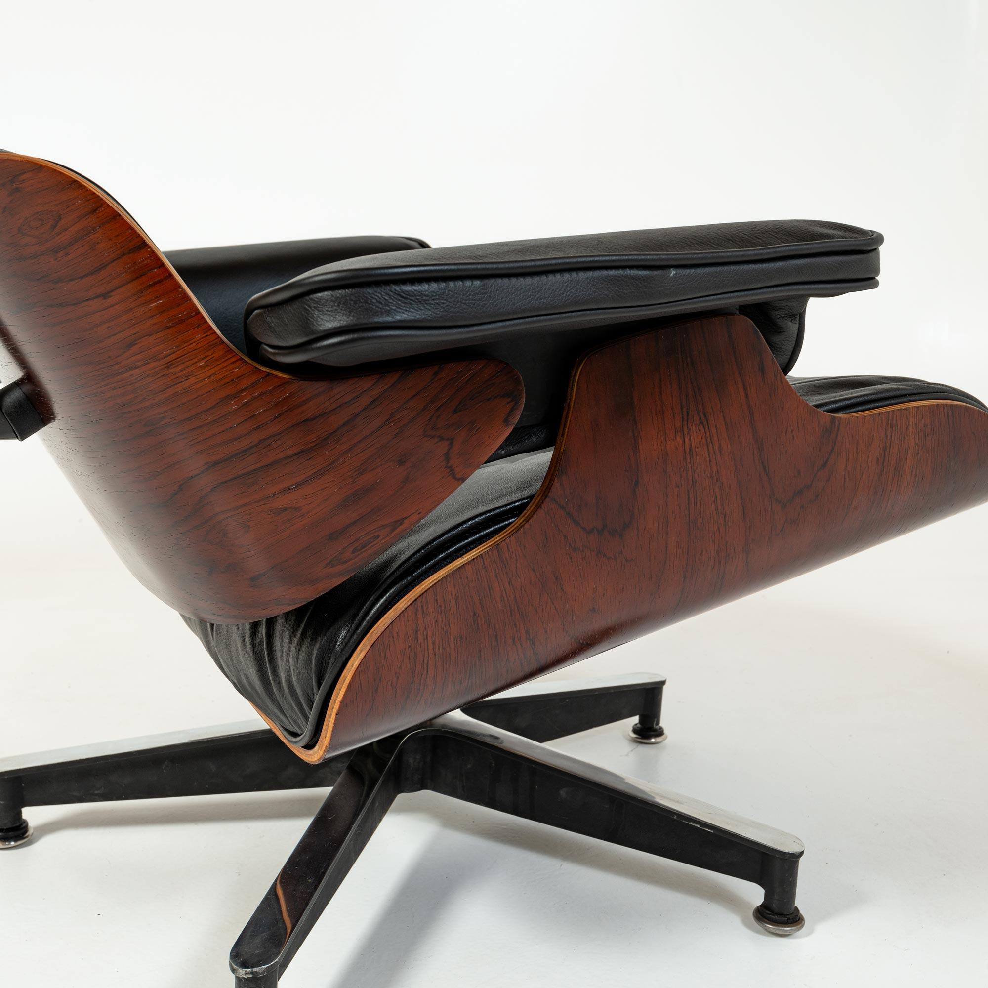 Mid-20th Century Very First Generation 1956 Eames Lounge Chair 670 and Spinning Ottoman 671 For Sale