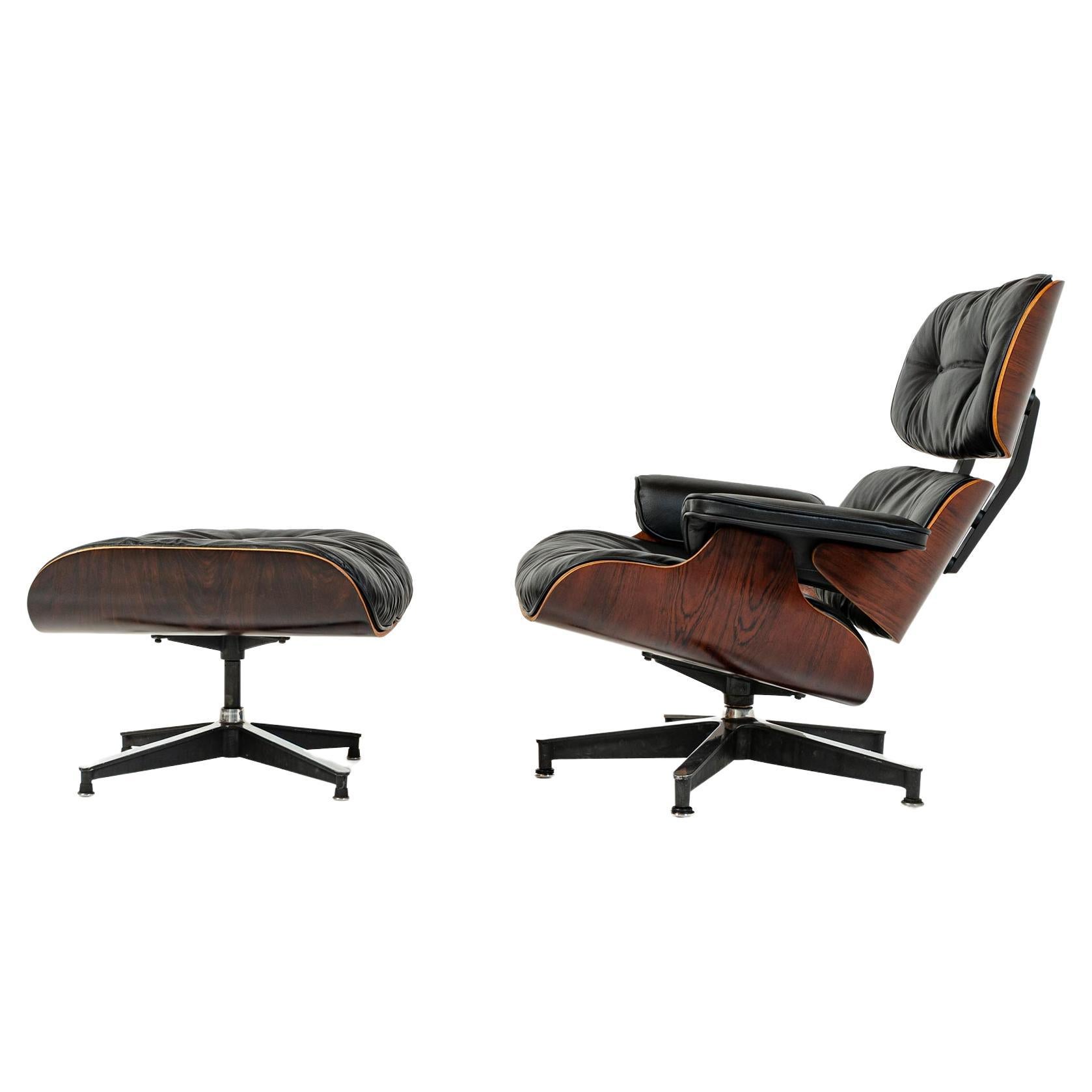 Very First Generation 1956 Eames Lounge Chair 670 and Spinning Ottoman 671 For Sale