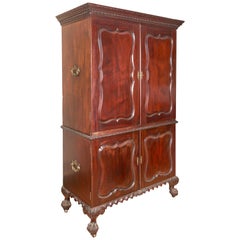 Very Formal Mahogany Two Piece Linen Press