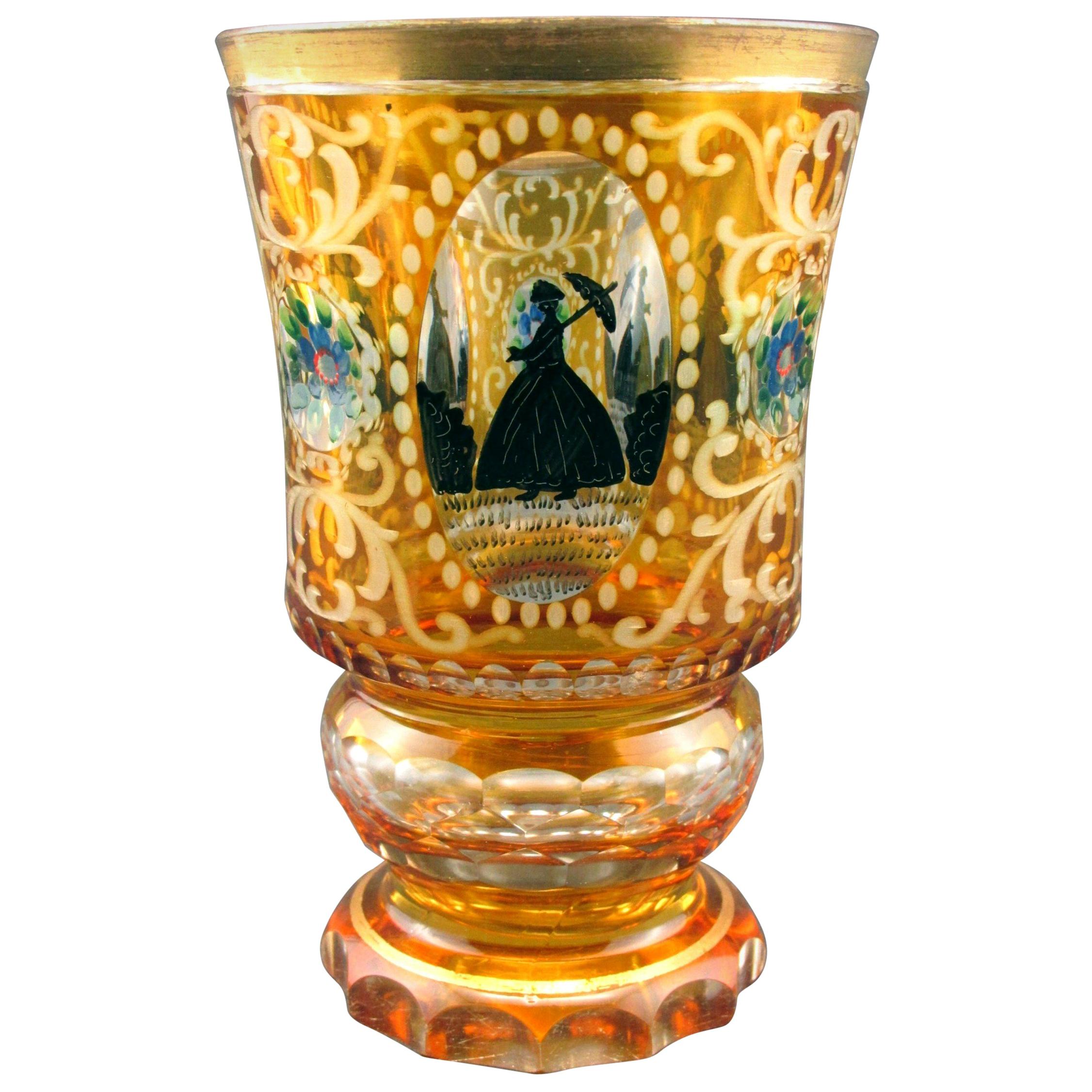 Very Good 19th Century Bohemian Enamelled Glass Beaker, Circa 1870