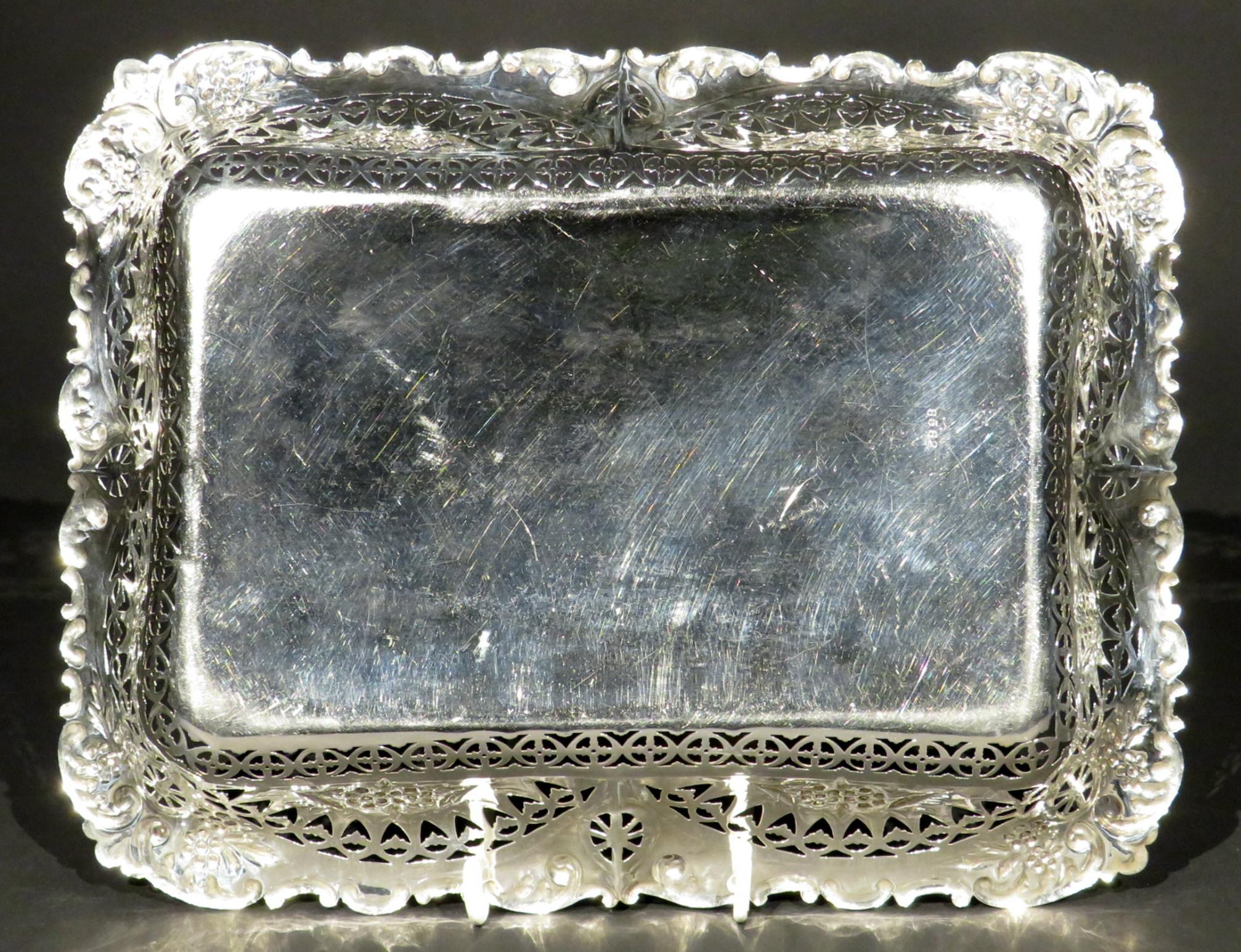 19th Century Victorian Sterling Silver Bread Basket / Fruit Tray, Hallmarked Sheffield 1898