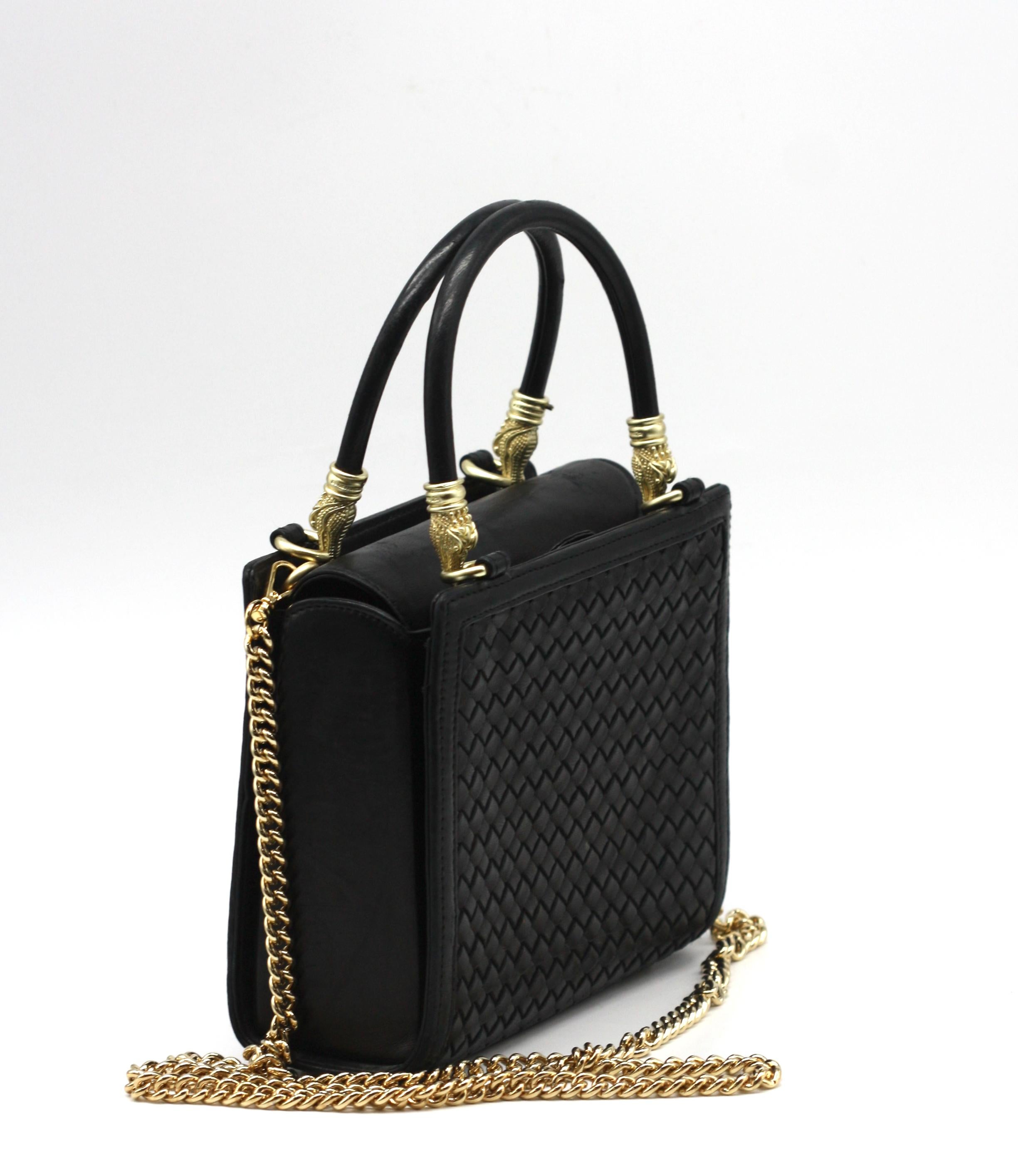 Barry Kieselstein-Cord Woven Black Leather Handbag For Sale 7
