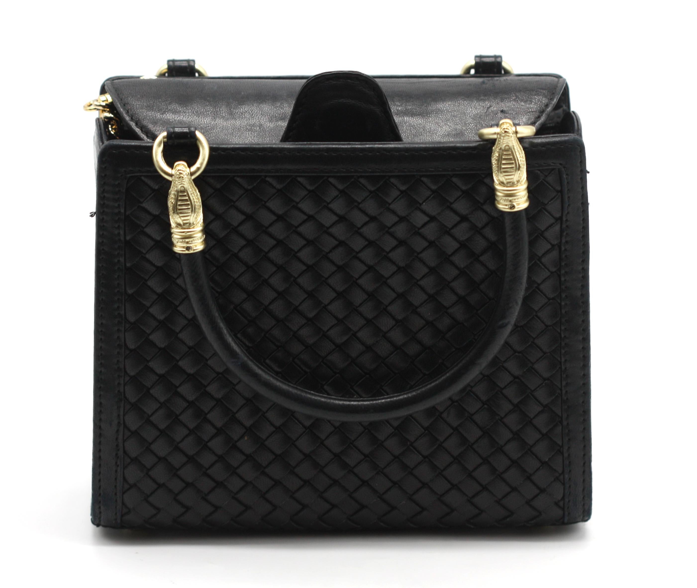 Barry Kieselstein-Cord Woven Black Leather Handbag For Sale 1