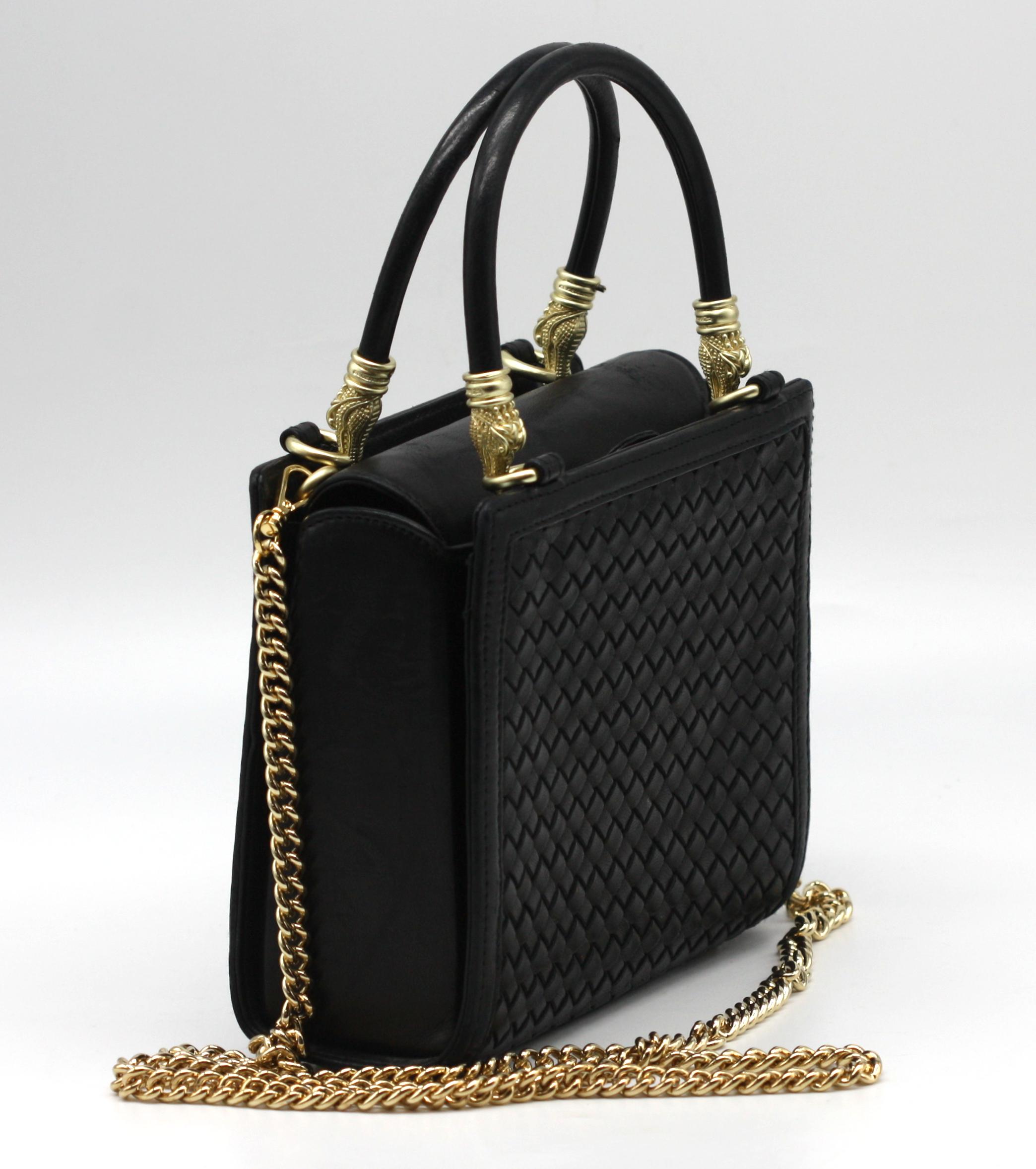 Barry Kieselstein-Cord Woven Black Leather Handbag For Sale 3