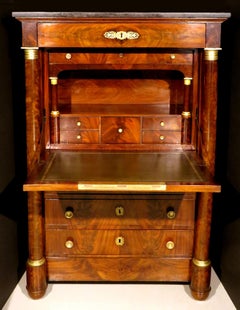 Fine Mahogany French Empire Period Secretaire a' Abattant,  France Circa 1815