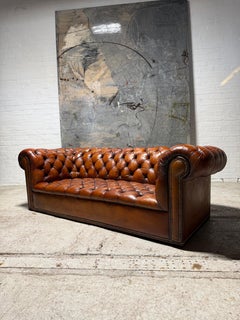 Very Good Early 20thc Antique Leather Chesterfield Sofa