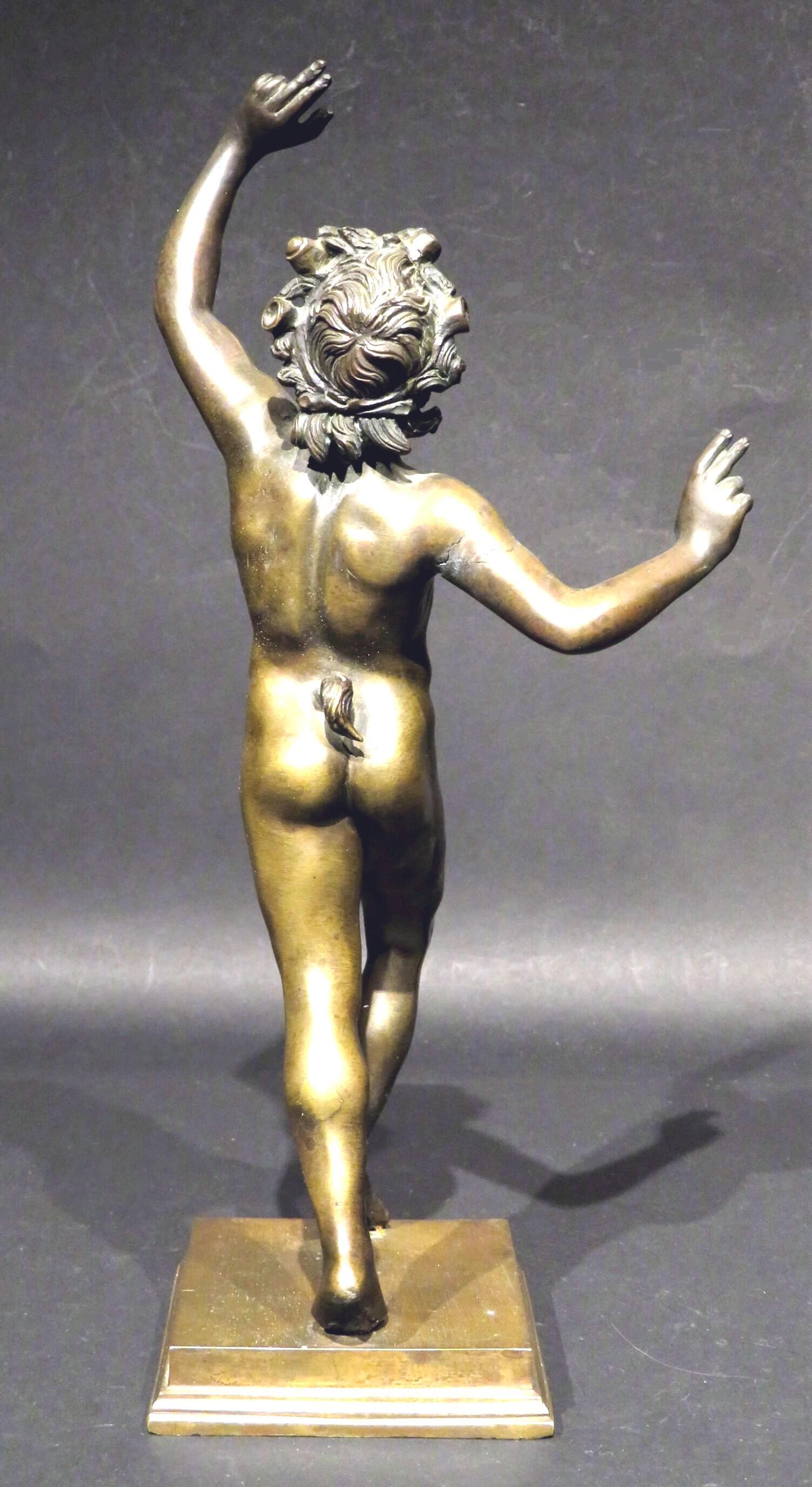 Italian Very Good Grand Tour Bronze of The Dancing Faun of Pompeii, Italy Circa 1870