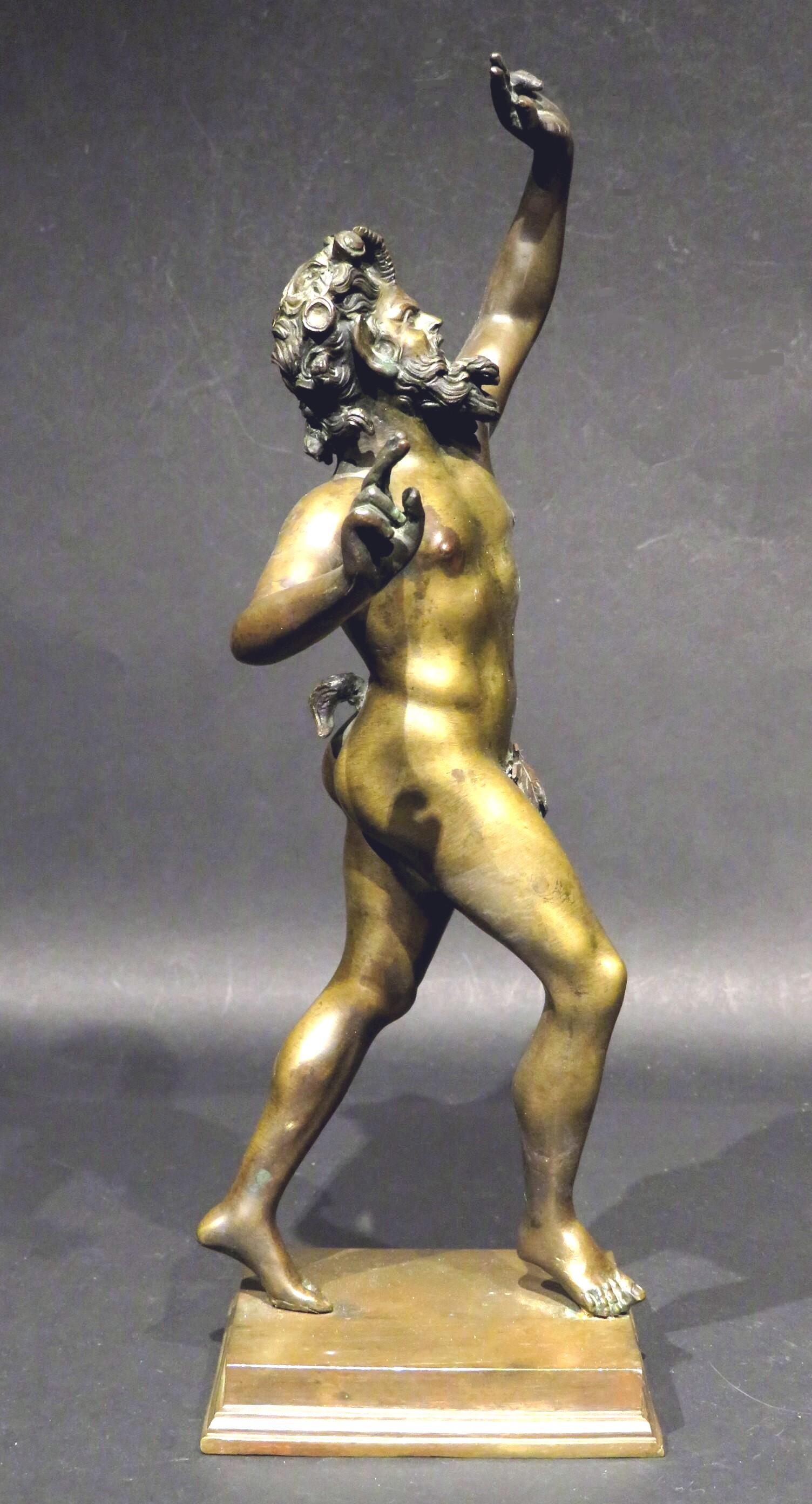 Patinated Very Good Grand Tour Bronze of The Dancing Faun of Pompeii, Italy Circa 1870
