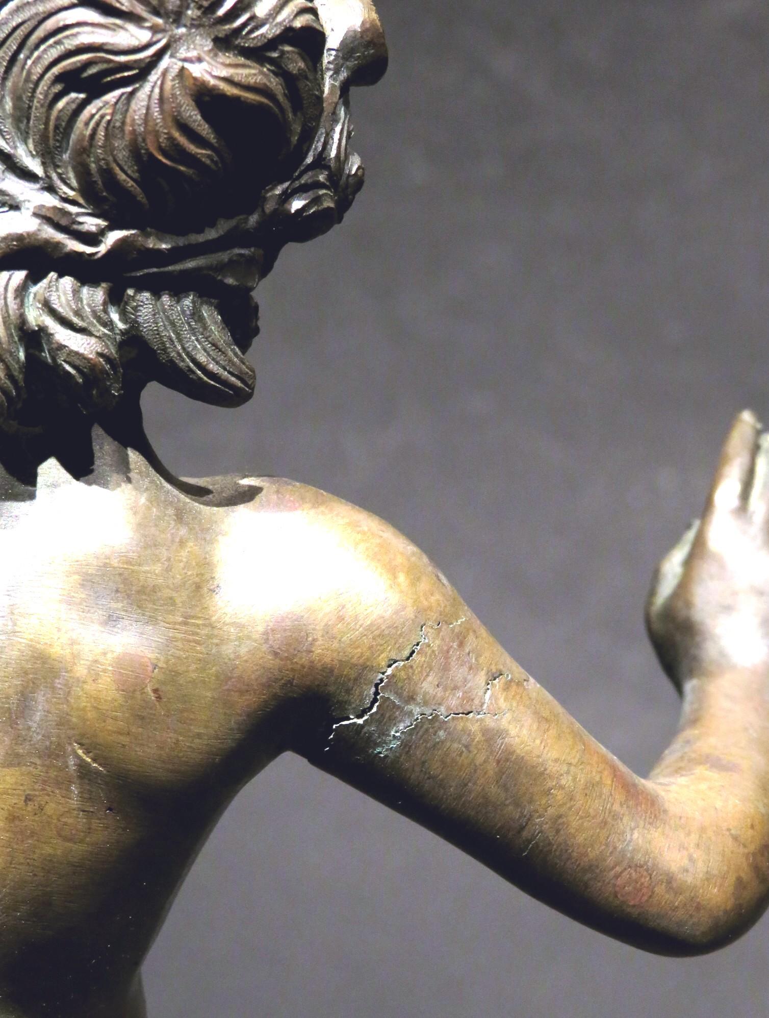 Very Good Grand Tour Bronze of The Dancing Faun of Pompeii, Italy Circa 1870 2