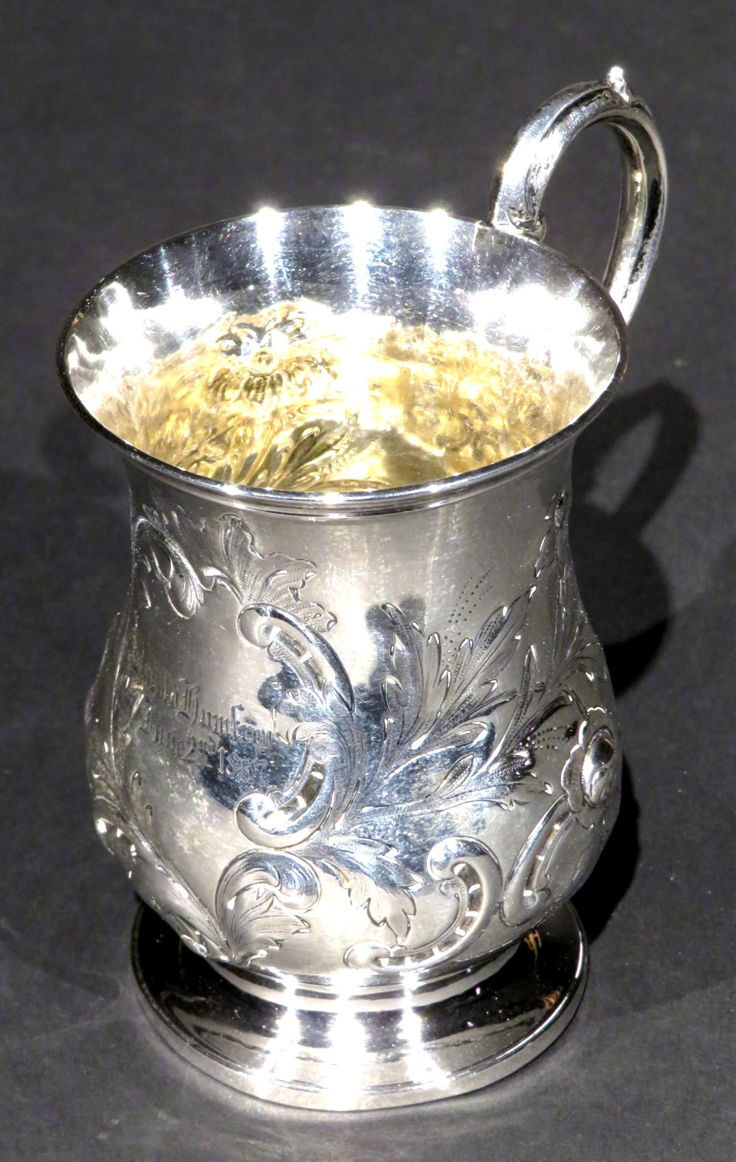 English Very Good 19th Century Sterling Silver Christening, Hallmarked London 1866 For Sale