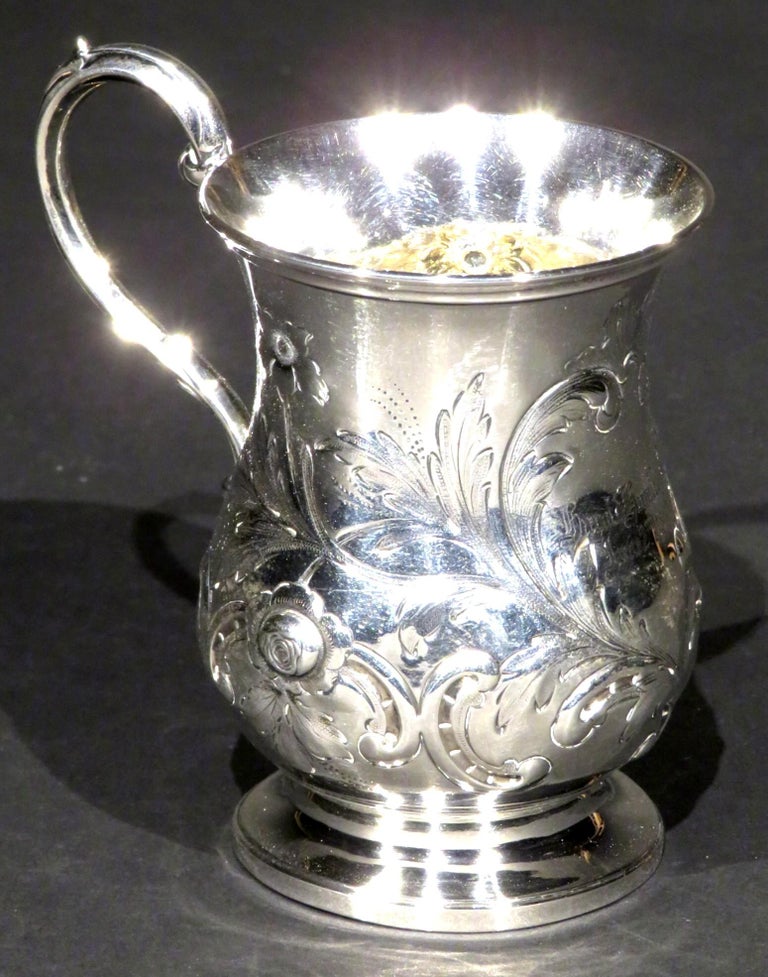 Victorian Very Good & Heavy 19th Century Sterling Silver Christening Mug, London 1866 For Sale