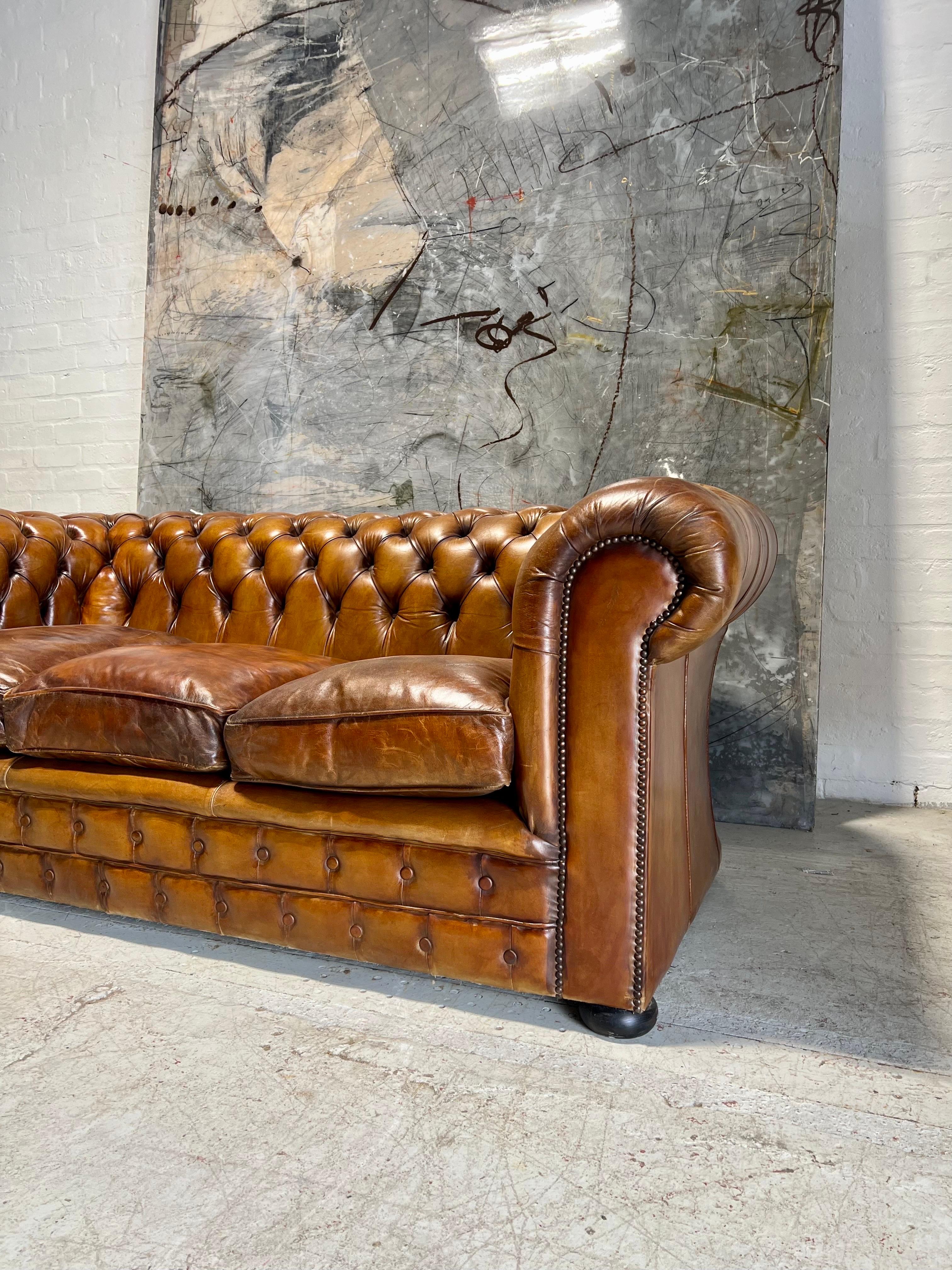 20th Century Very Good MidC Hand Dyed Leather Chesterfield Sofa For Sale