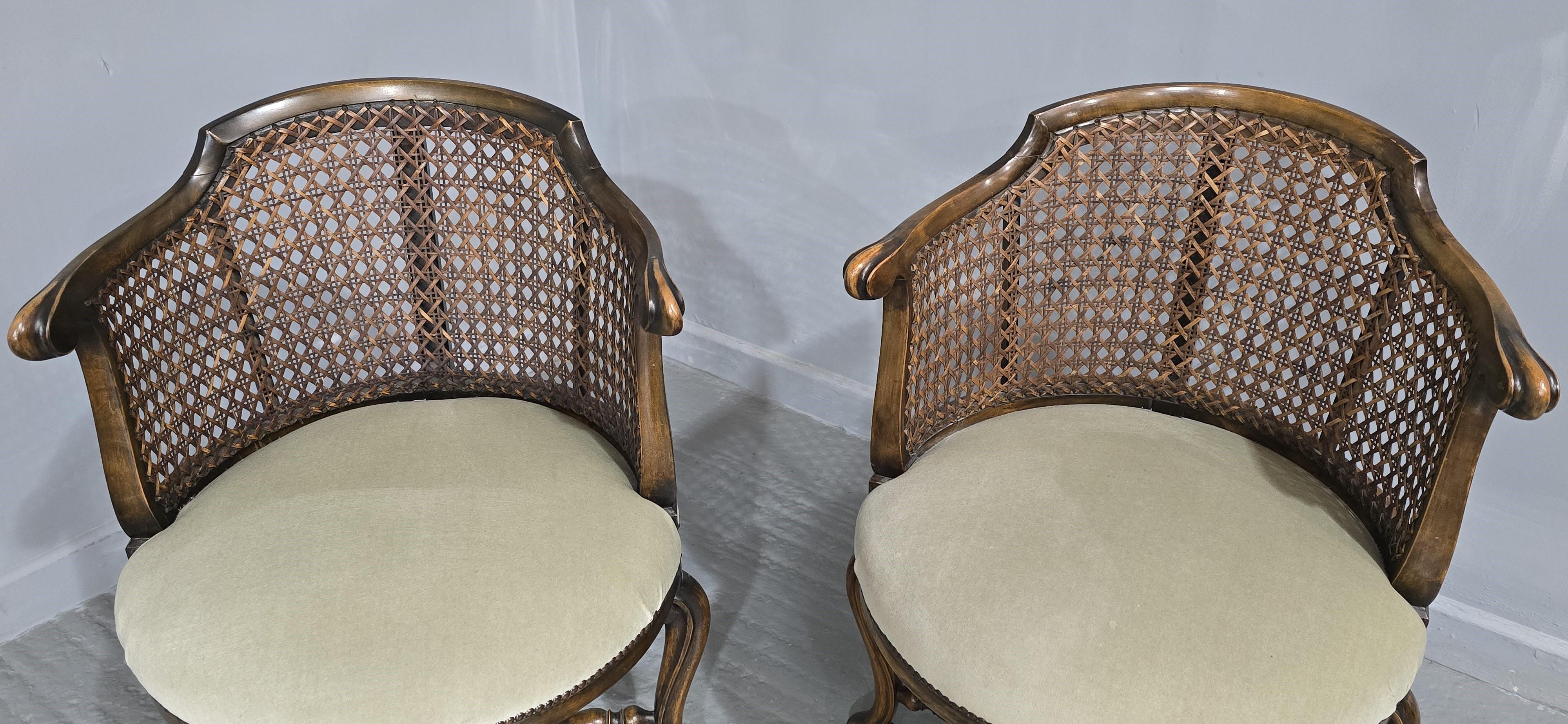 Hêtre Très bonne Paire de Chaises Tubes Bergère en vente