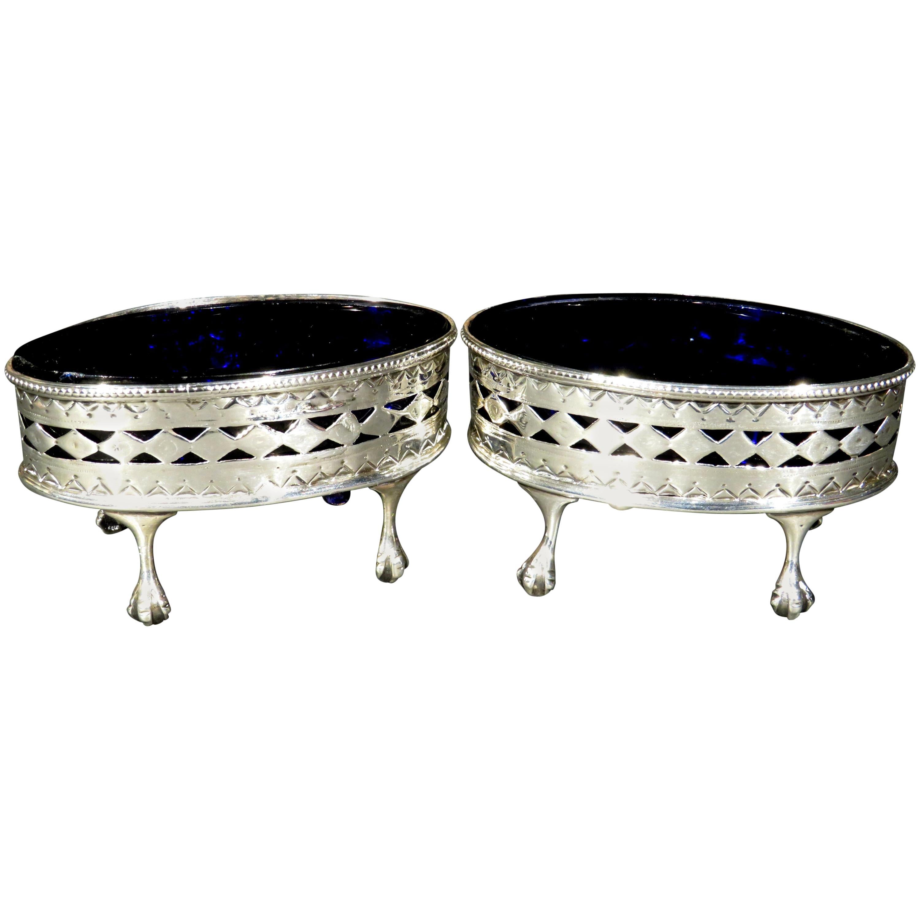 Very Good Pair of 18th Century Sterling Silver Open Salts, London 1789