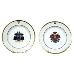 Très bonne paire d'assiettes de cabinet en porcelaine allemande du 19ème siècle, datées de Bonn 1853