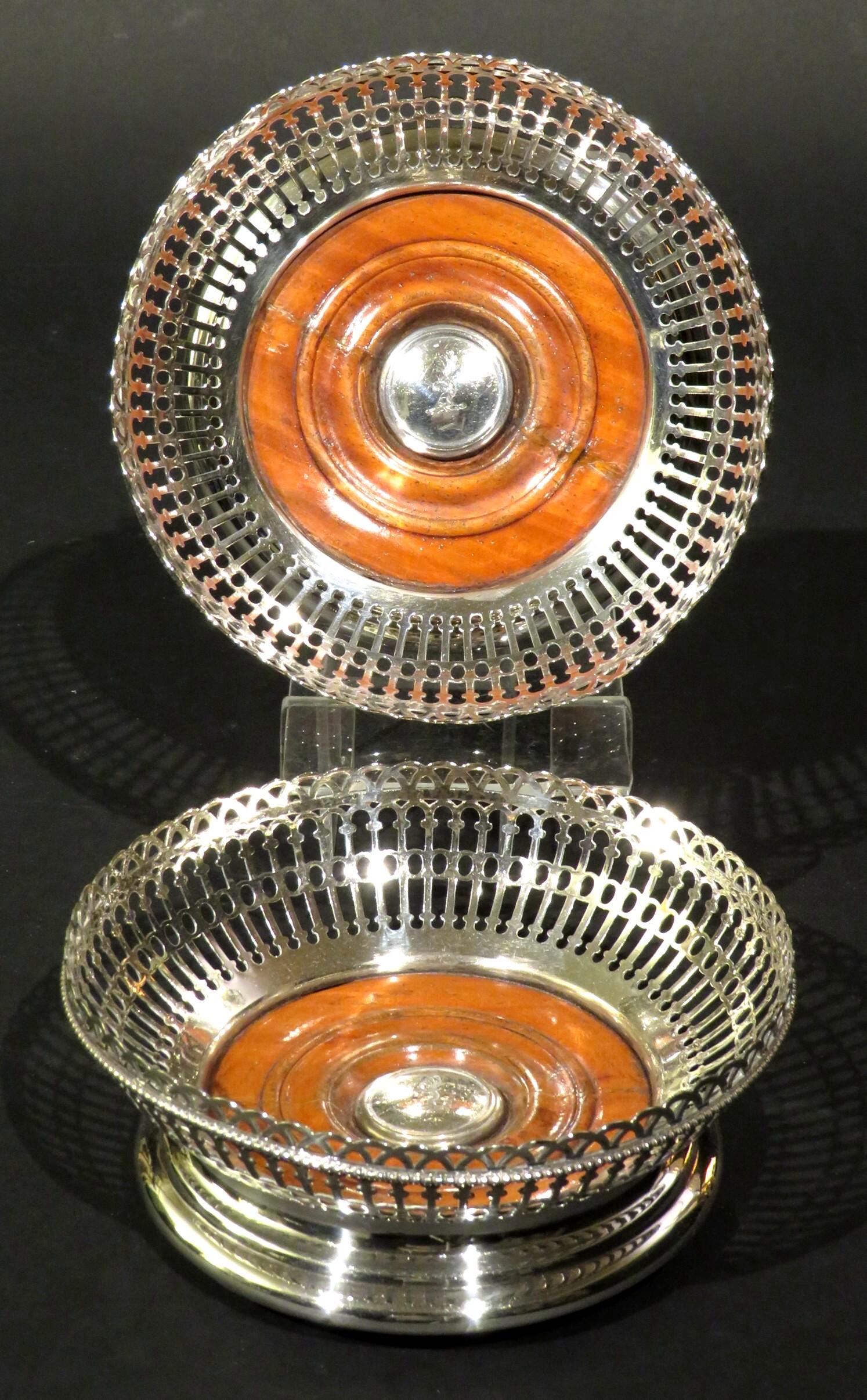 Victorian Very Good Pair of 19th Century Silver Plated Wine Coasters by Elkington & Co. For Sale