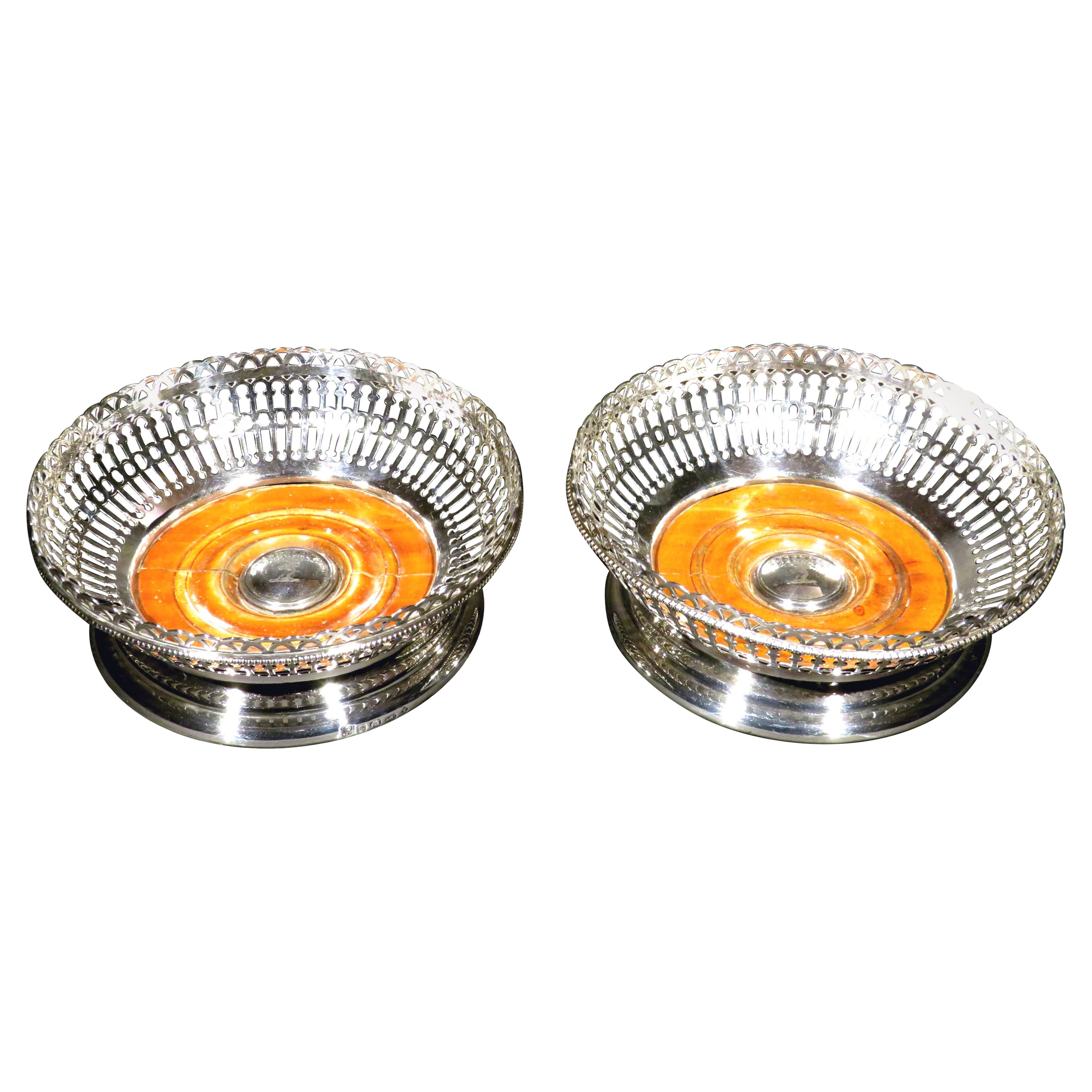 Very Good Pair of 19th Century Silver Plated Wine Coasters by Elkington & Co.