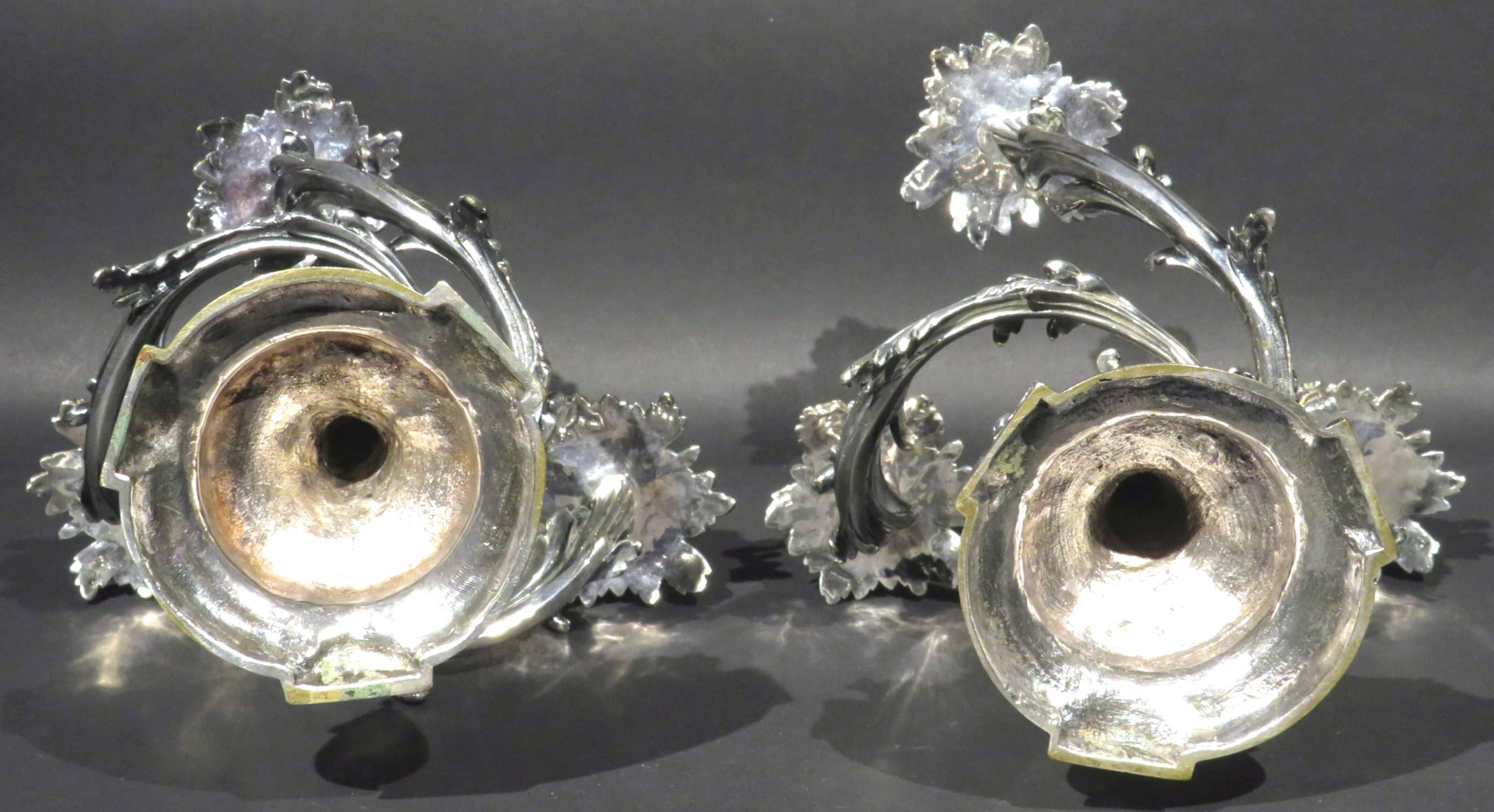 Very Good Pair of Louis XV Style Silvered Bronze Candelabra, France Circa 1870 3