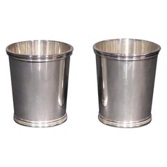 Vintage Very Good & Heavy Pair of Sterling Silver Mint Julep Cups, Manchester Silver Co.