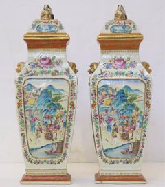 Very Good Quality Large Chinese Lidded Jars / PAIR