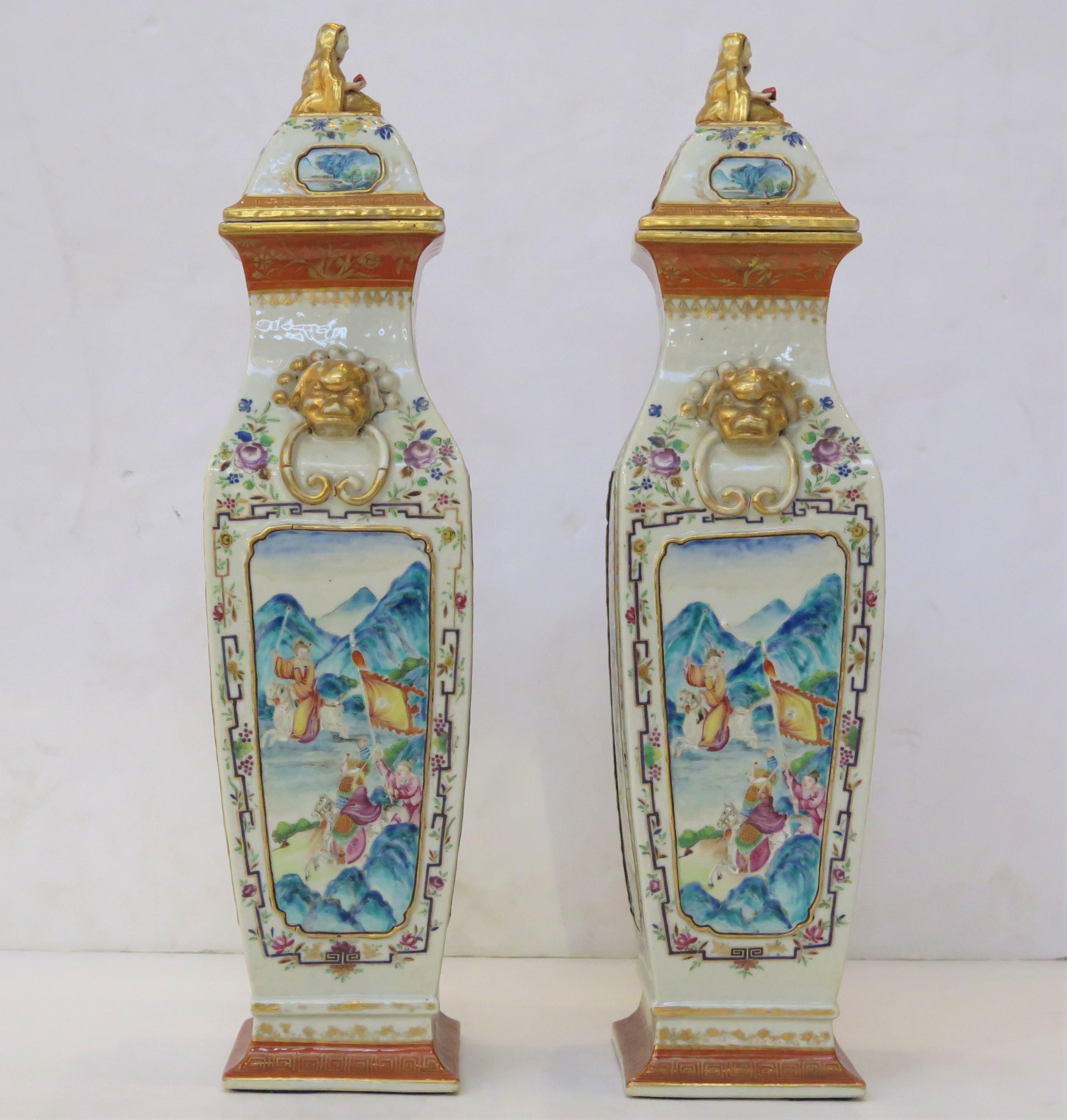 Chinese Export Very Good Quality Large Chinese Lidded Jars / PAIR For Sale