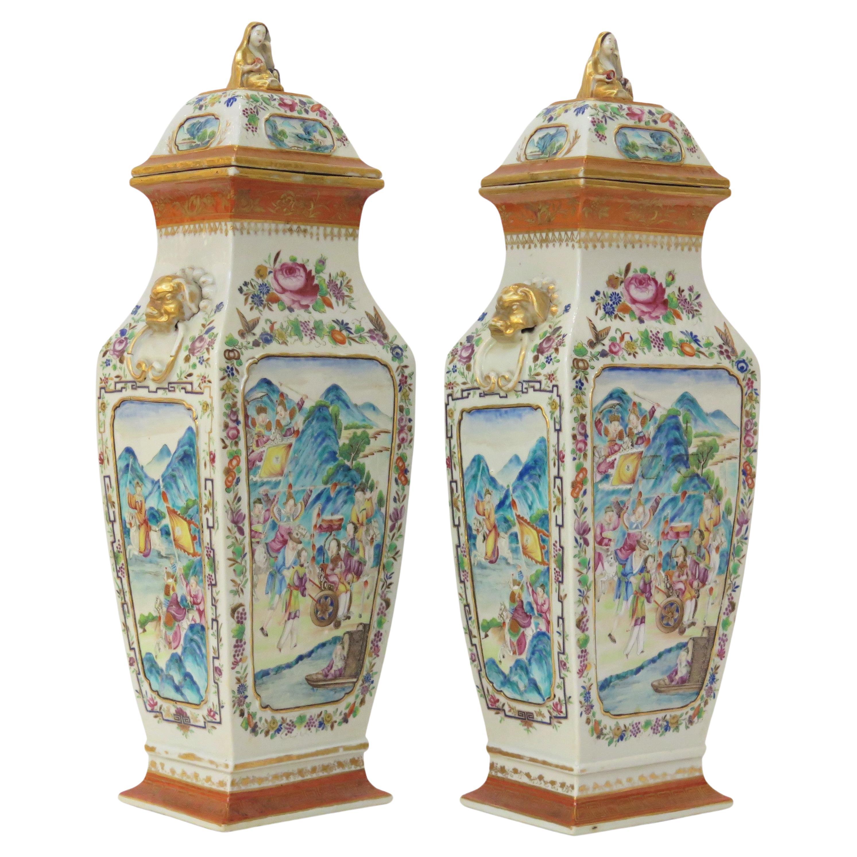 Very Good Quality Large Chinese Lidded Jars / PAIR For Sale