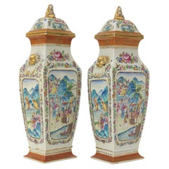 Very Good Quality Large Chinese Lidded Jars / PAIR