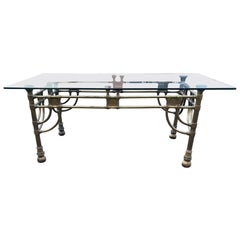 Very Good Quality Midcentury Brass and Glass Table
