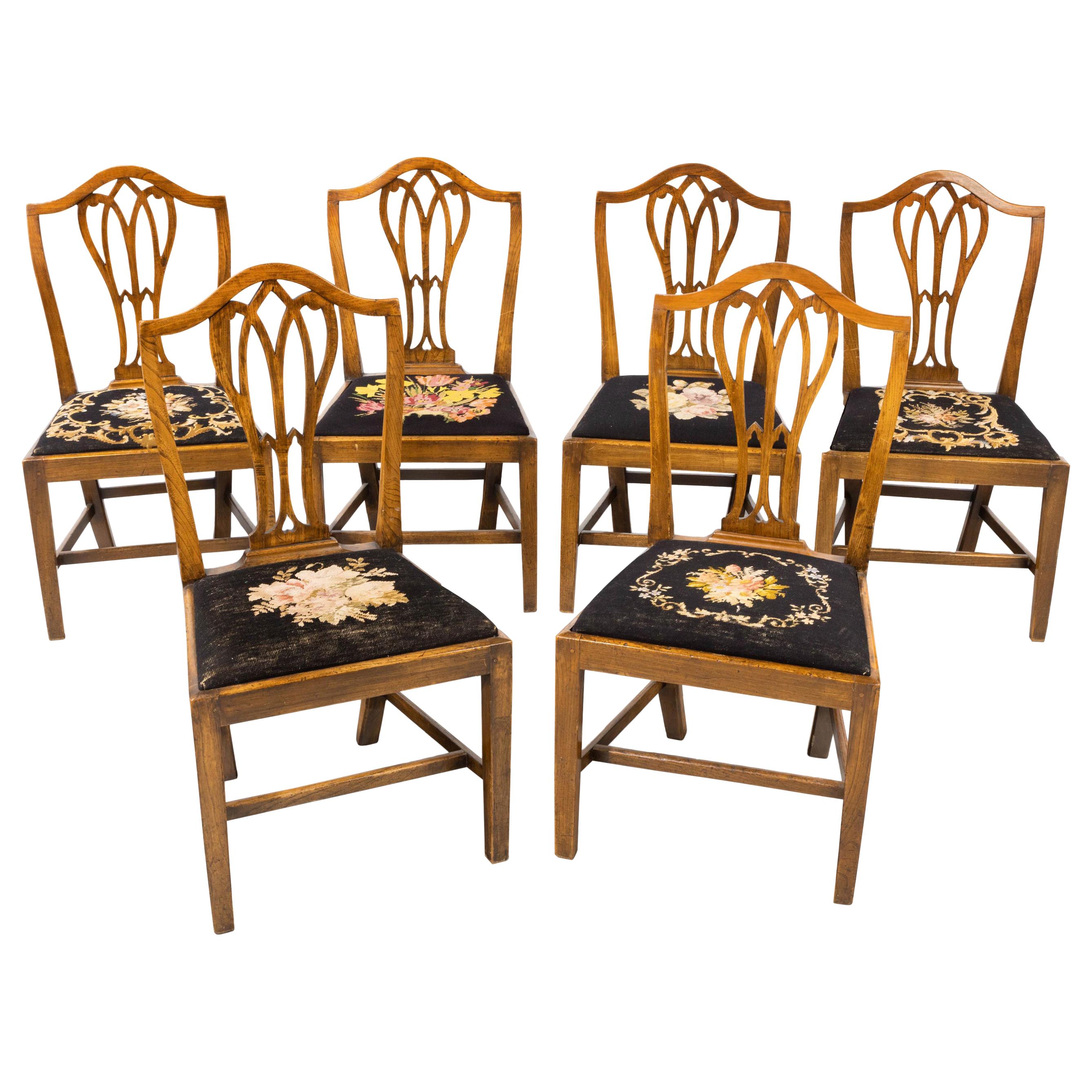 Very Good Set of Six George III Period Hepplewhite Mahogany Framed Single Chai