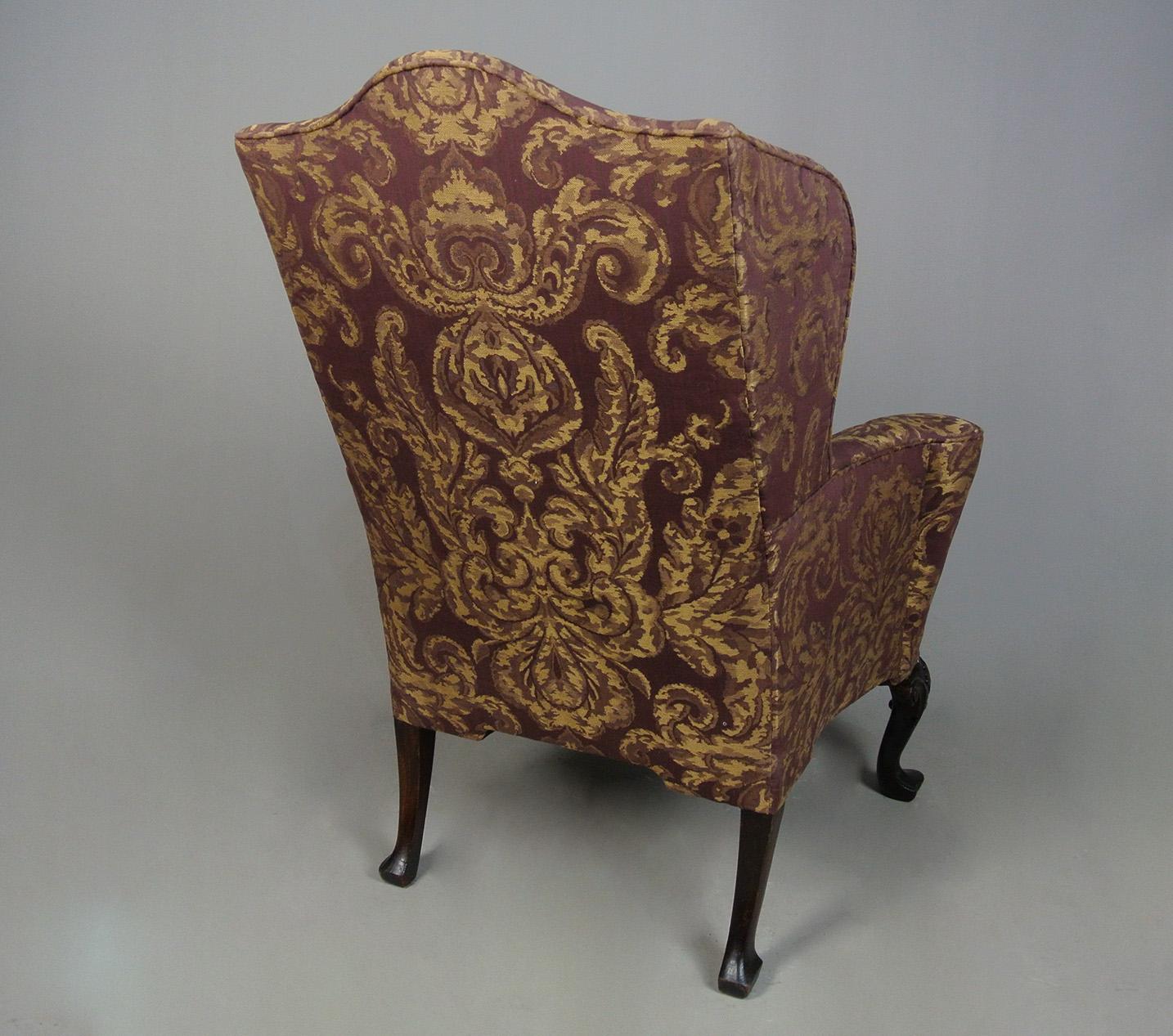 Walnut Very Good Wing Back Chair in the Queen Anne Manner c. 1890 For Sale