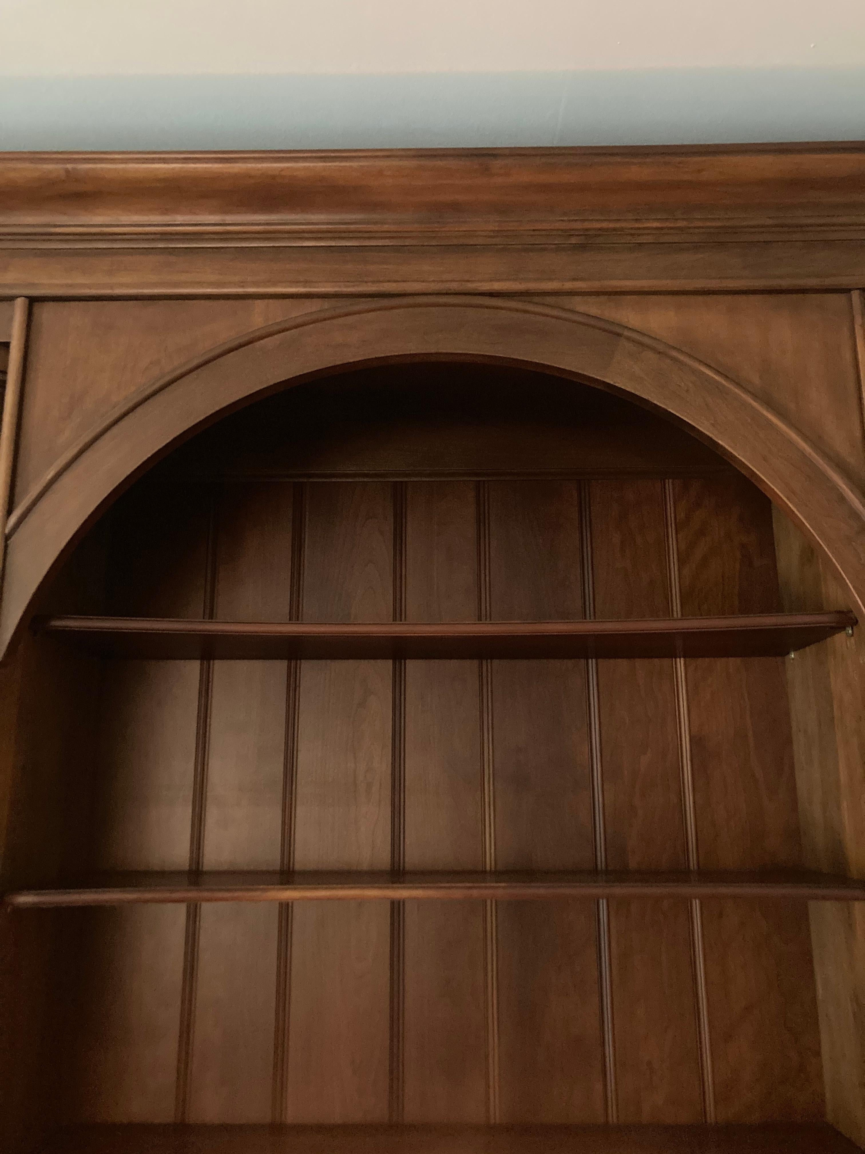 Very Grand Cherry Triple Bookcase Breakfront Cabinet 6