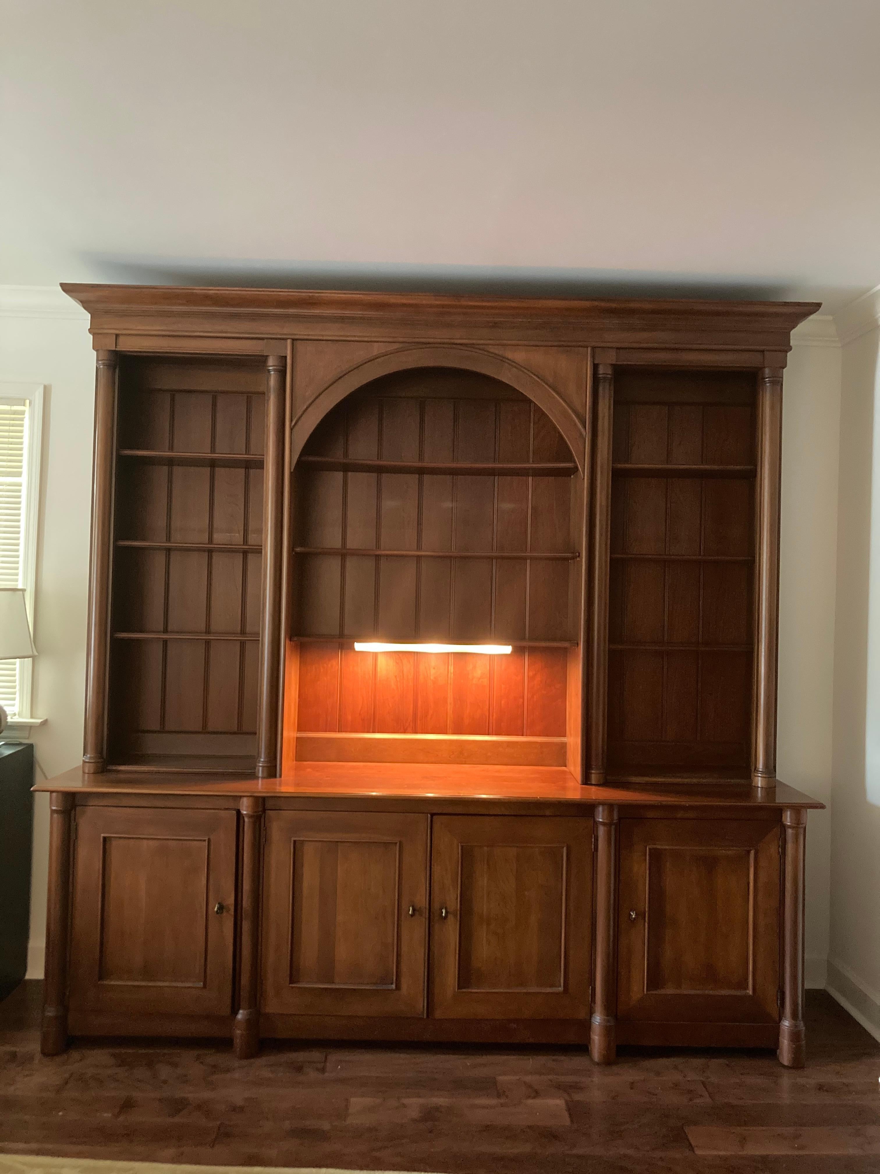 Very Grand Cherry Triple Bookcase Breakfront Cabinet 7