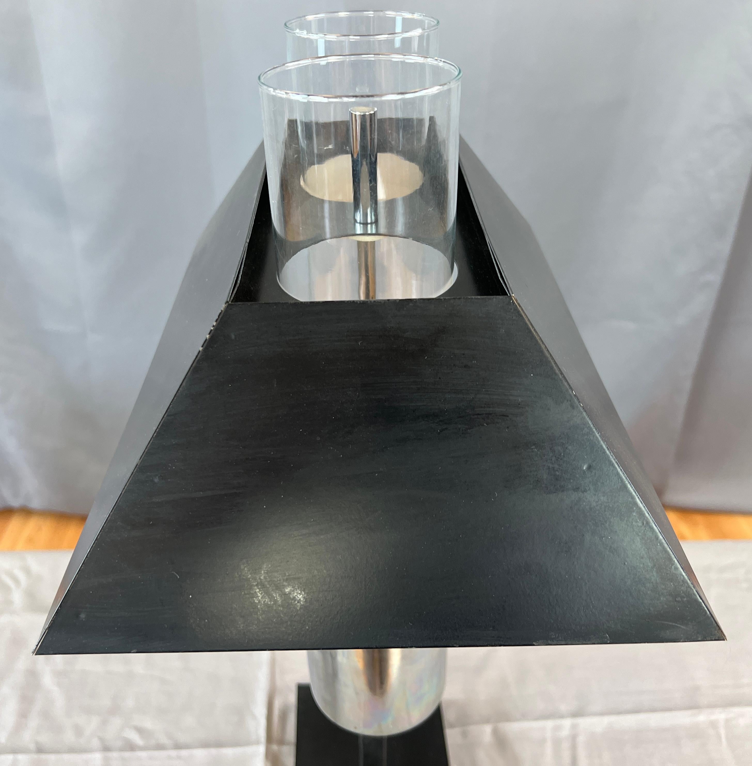 Very Handsome Chrome and Black Bankers Lamp by Raymor Imported from Italy For Sale 7