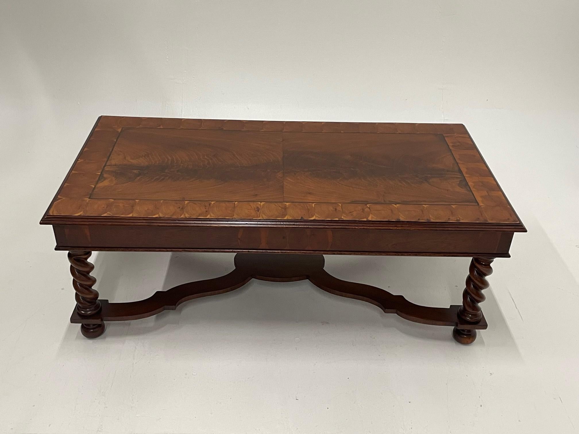 Very Handsome Italian Walnut Coffee Table with Barley Twist Legs 4