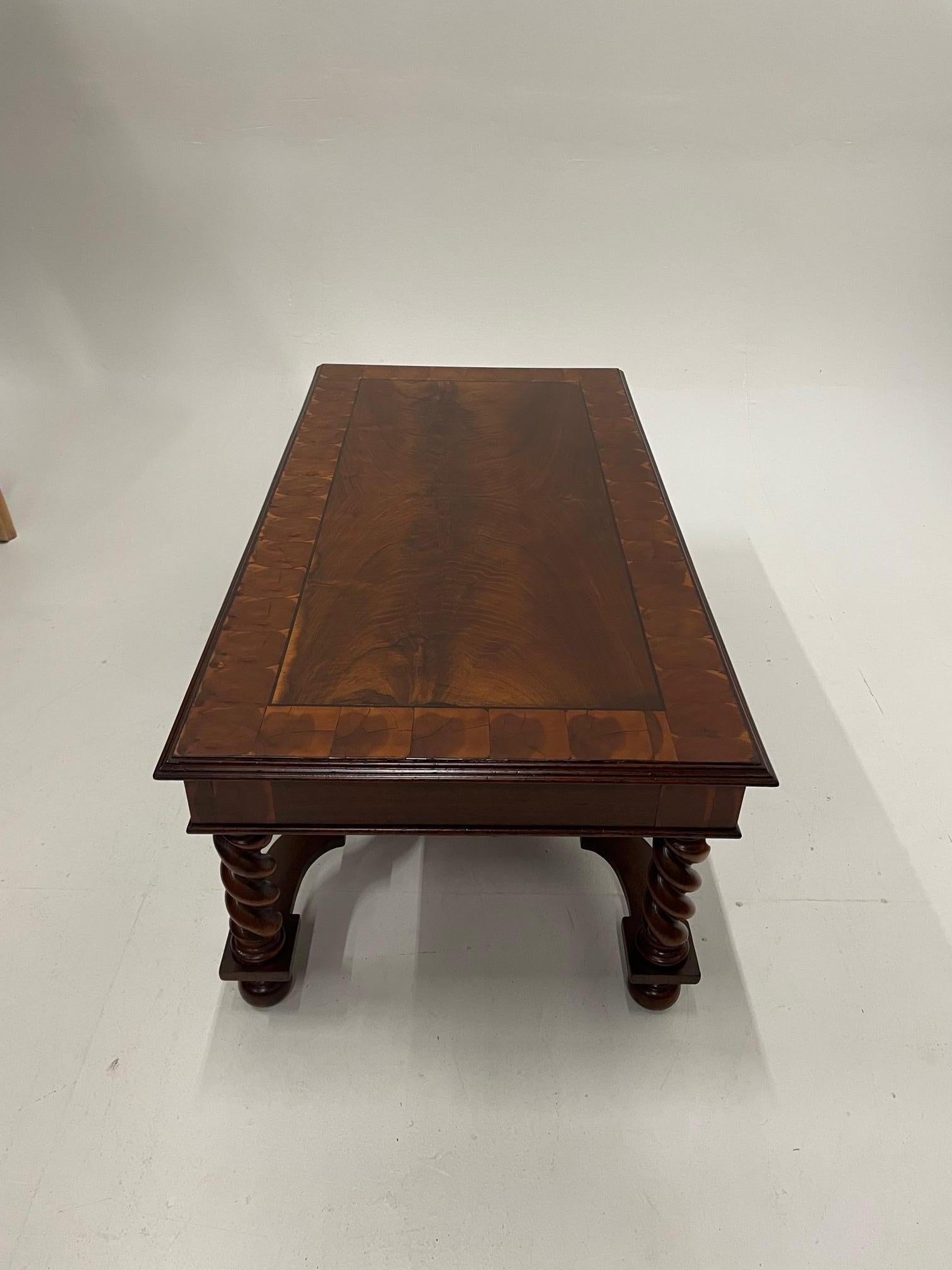 Very Handsome Italian Walnut Coffee Table with Barley Twist Legs 1