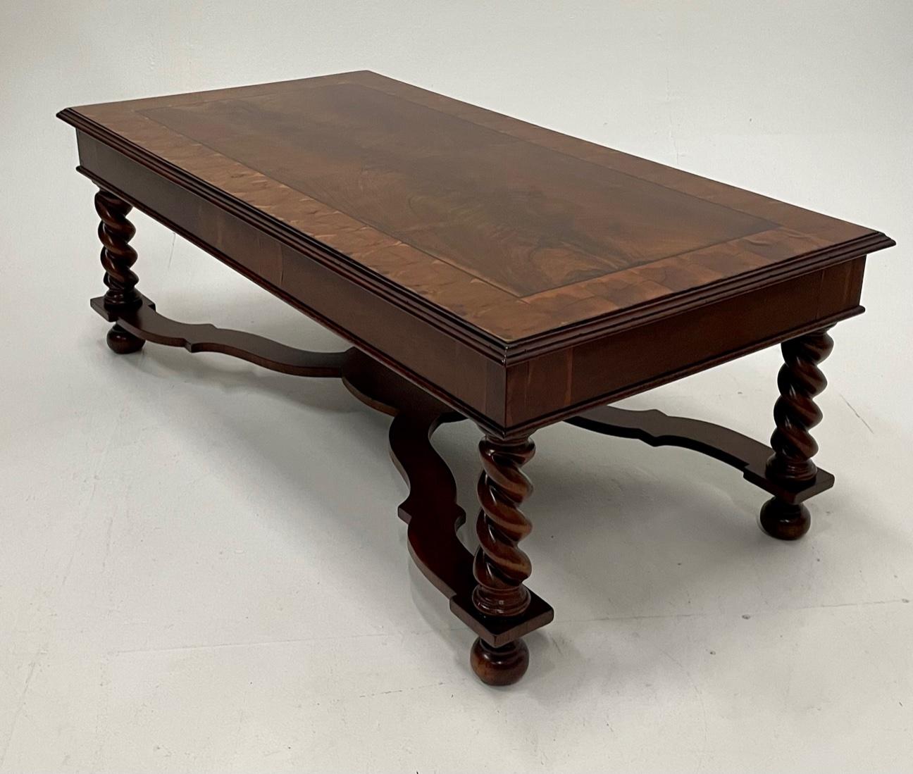 Very Handsome Italian Walnut Coffee Table with Barley Twist Legs 3