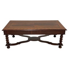 Very Handsome Italian Walnut Coffee Table with Barley Twist Legs